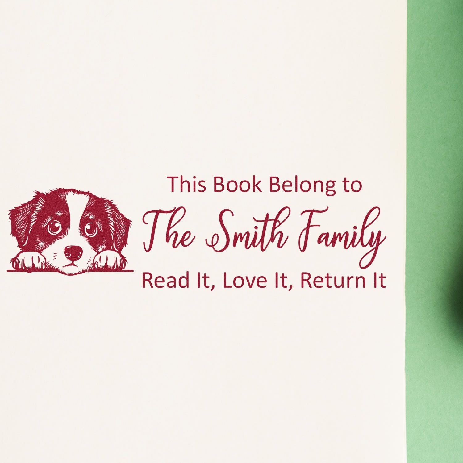 Self-Inking Miniature American Shepherd Personalized Dog Reading Book Stamper - Engineer Seal Stamps