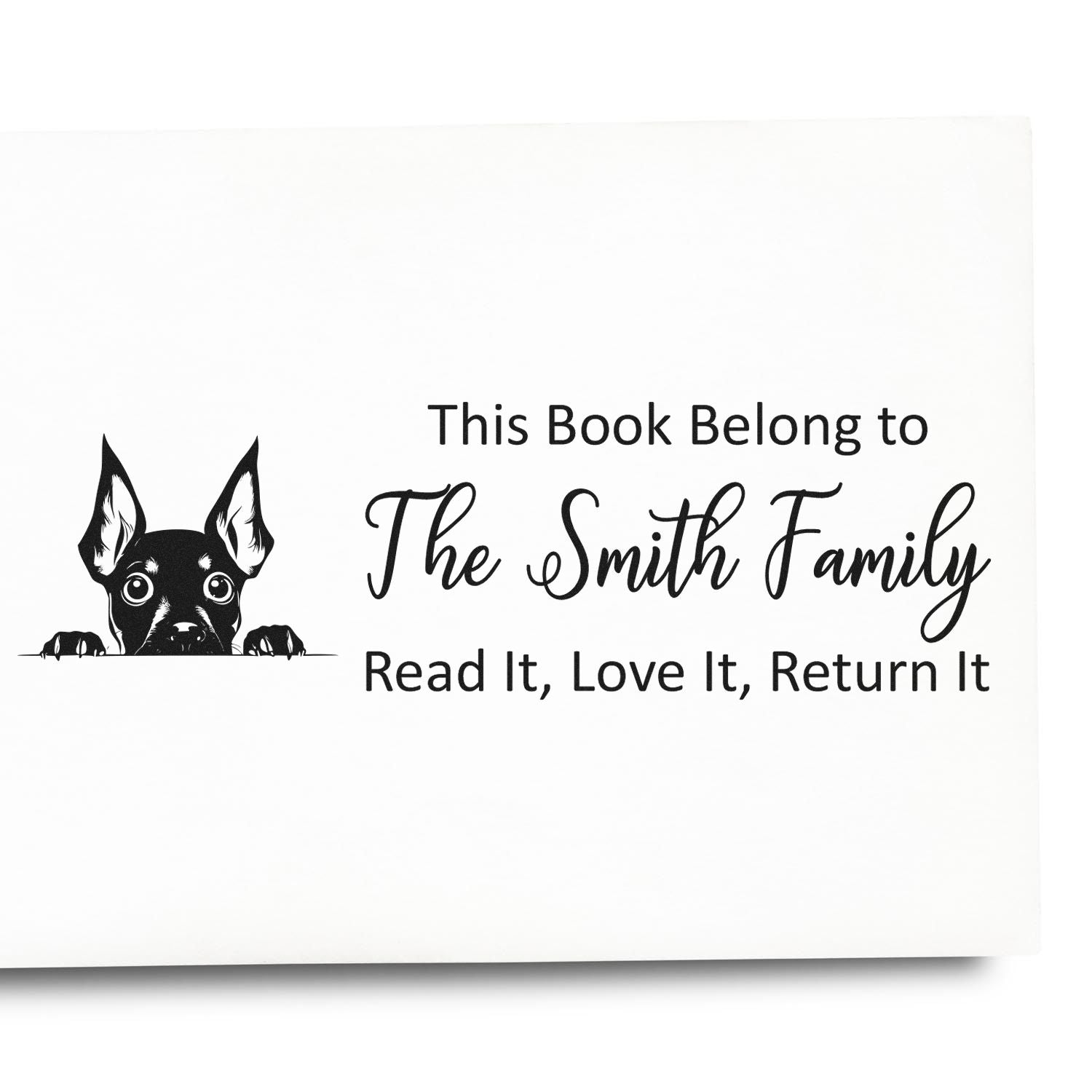 Slim Miniature Pinscher Customizable Dog Book Ownership Stamp - Engineer Seal Stamps