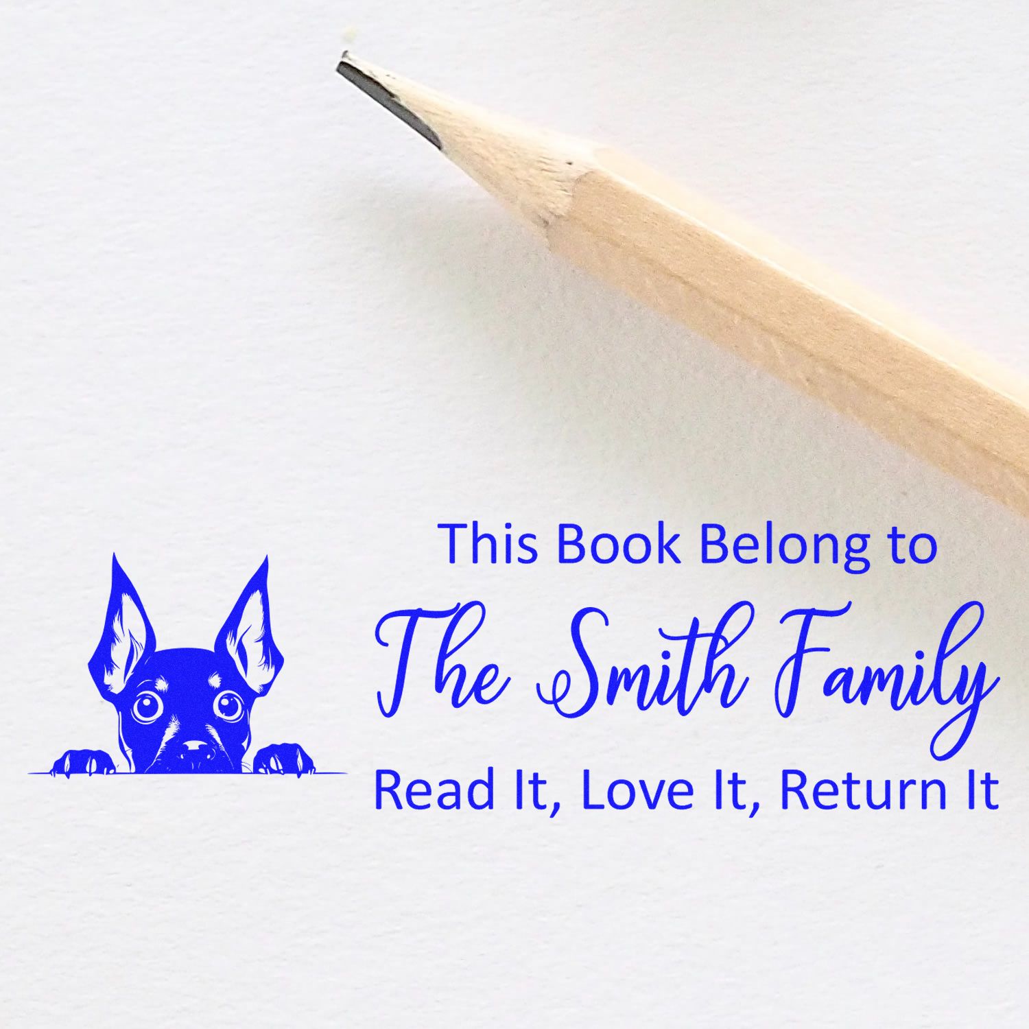 Slim Miniature Pinscher Customizable Dog Book Ownership Stamp - Engineer Seal Stamps