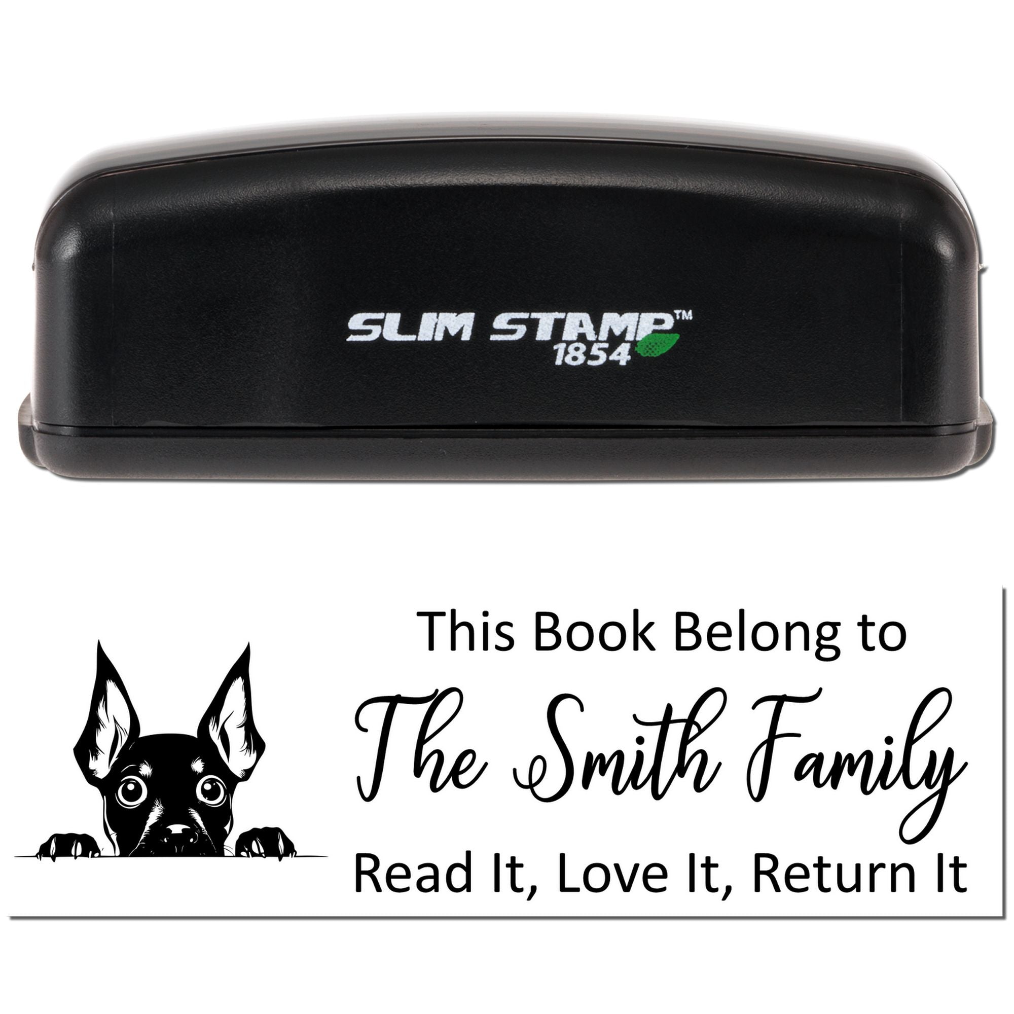 Slim Miniature Pinscher Customizable Dog Book Ownership Stamp - Engineer Seal Stamps