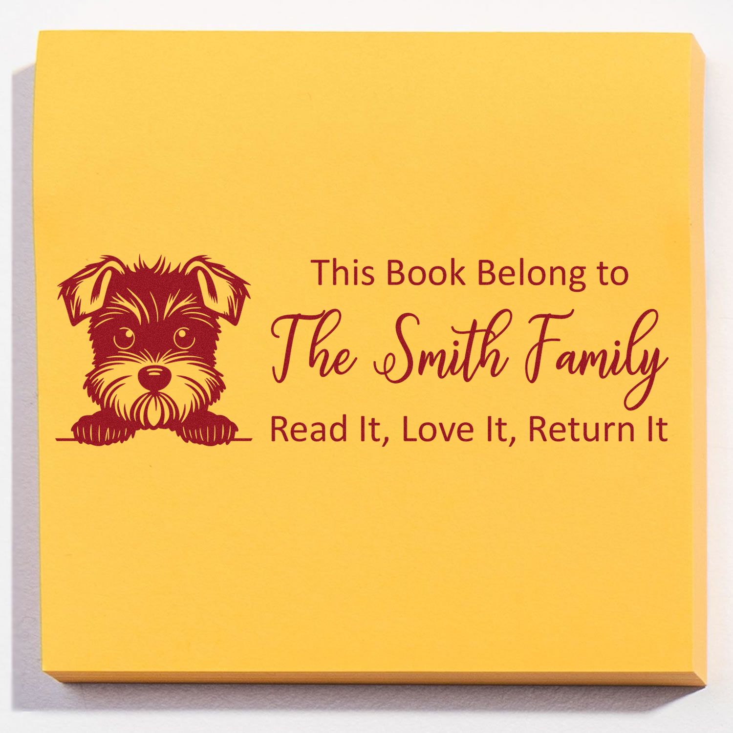 Slim Miniature Schnauzer Customizable Dog Book Ownership Stamper - Engineer Seal Stamps