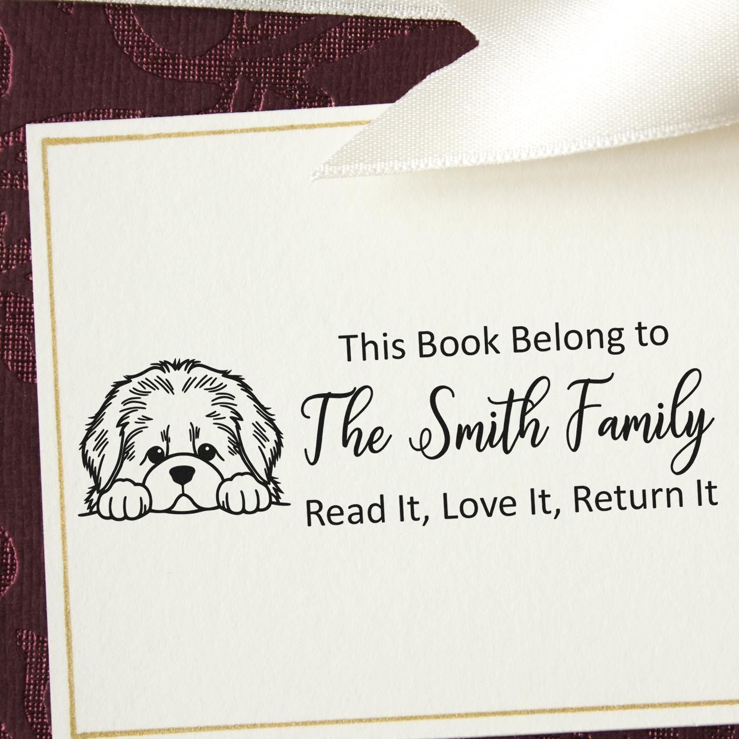 Slim Newfoundland Customizable Dog-Themed Library Stamp - Engineer Seal Stamps