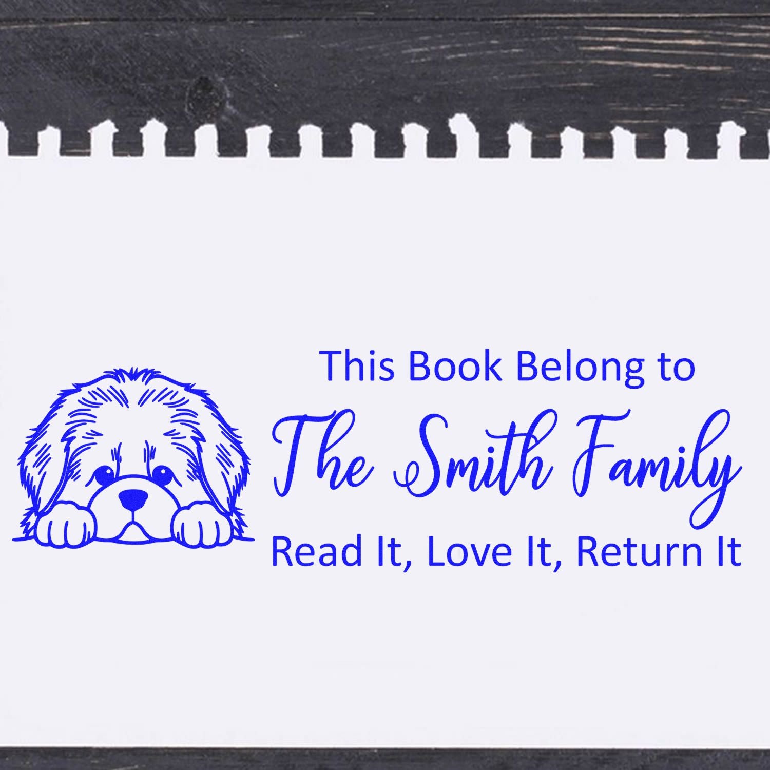 Slim Newfoundland Customizable Dog-Themed Library Stamp - Engineer Seal Stamps