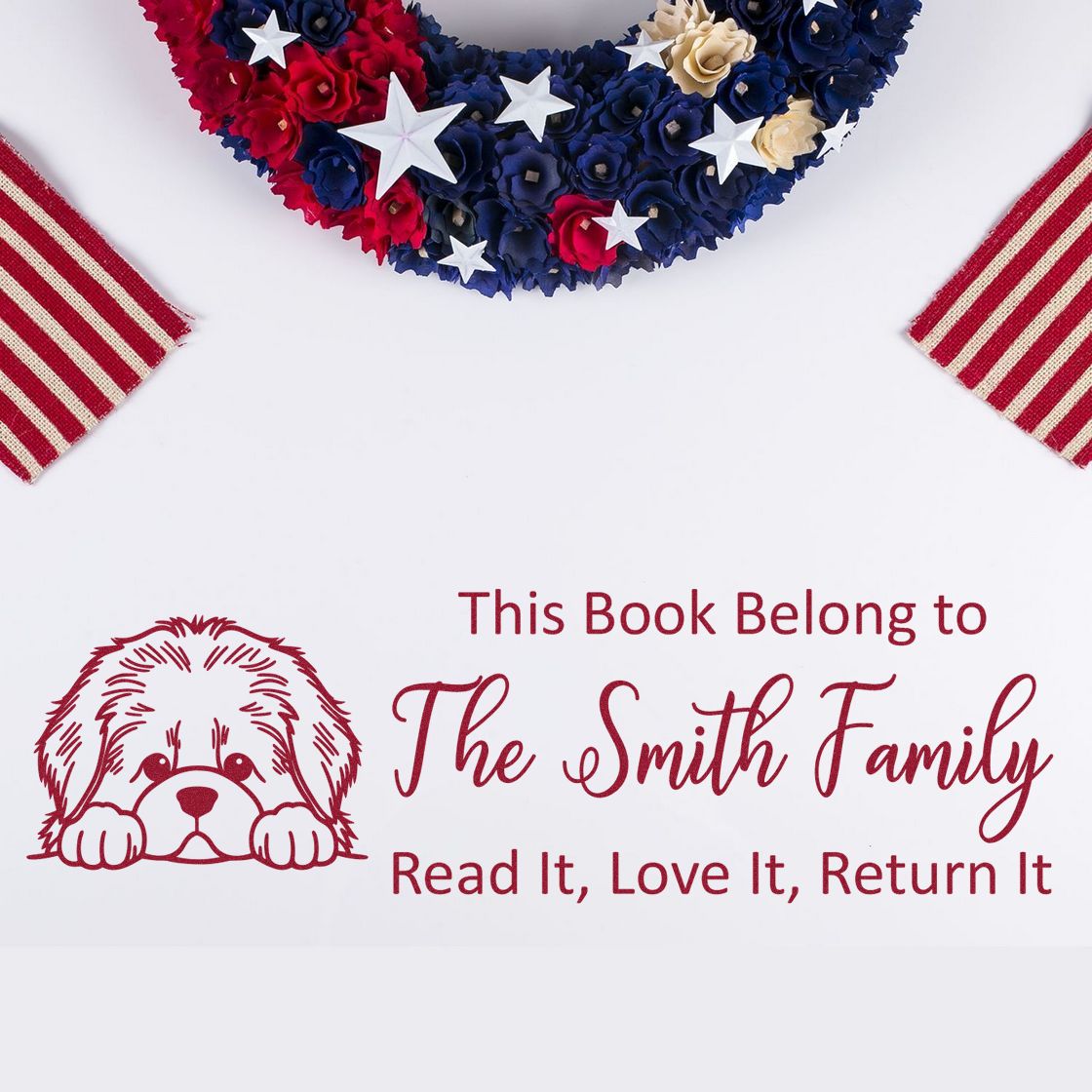 Slim Newfoundland Customizable Dog-Themed Library Stamp - Engineer Seal Stamps