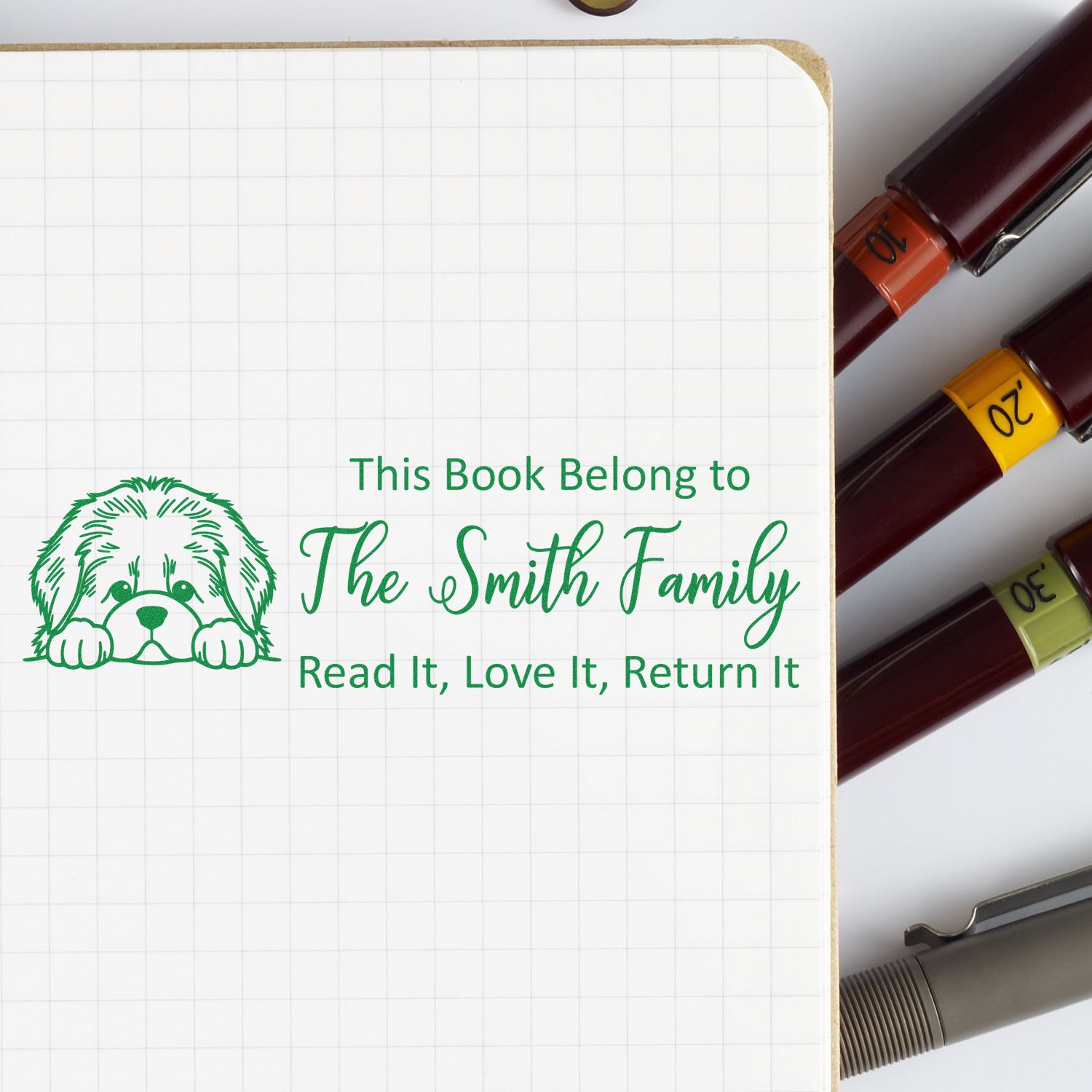 Slim Newfoundland Customizable Dog-Themed Library Stamp - Engineer Seal Stamps