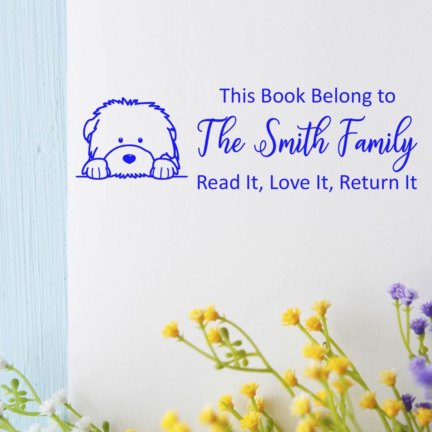 Self-Inking Old English Sheepdog Personalized Dog With Books Stamp - Engineer Seal Stamps