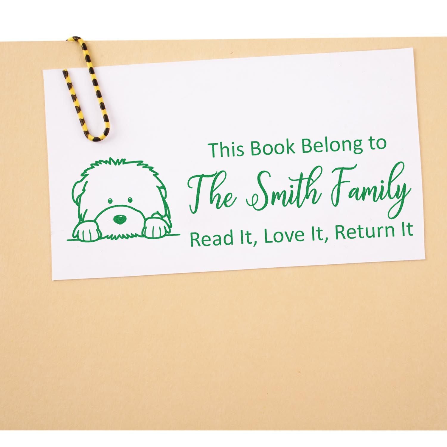 Self-Inking Old English Sheepdog Personalized Dog With Books Stamp - Engineer Seal Stamps