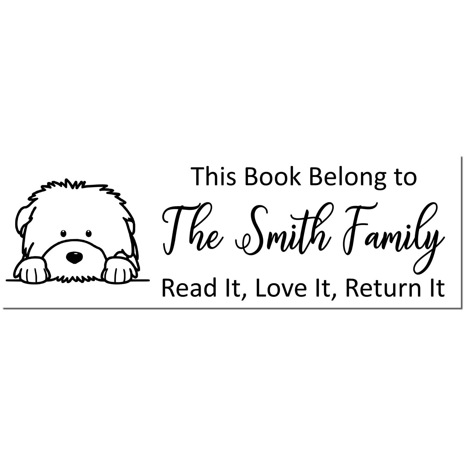 Self-Inking Old English Sheepdog Personalized Dog With Books Stamp - Engineer Seal Stamps