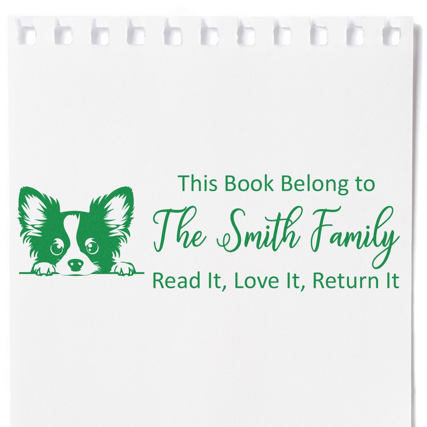 Self-Inking Papillon Personalized Dog With Books Stamper - Engineer Seal Stamps