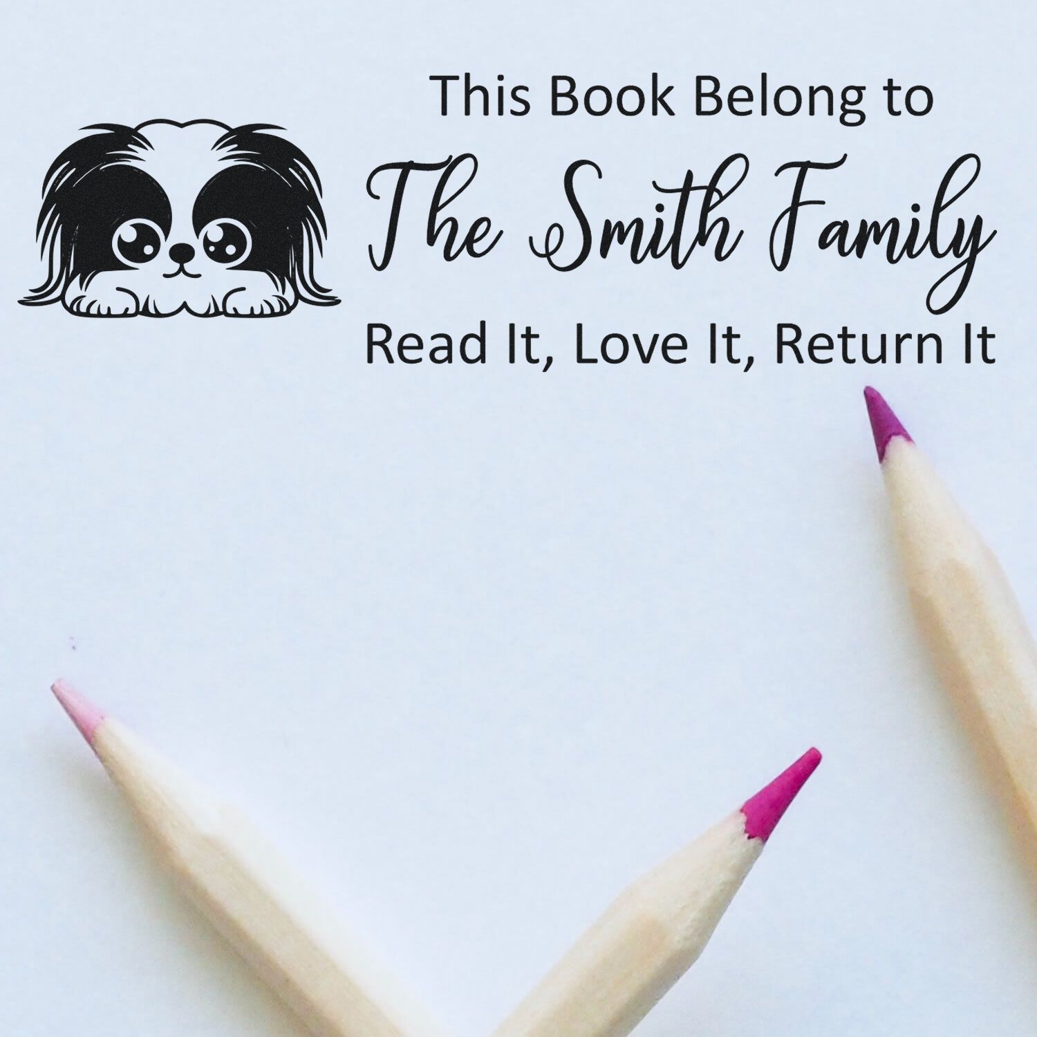 Self-Inking Pekingese Personalized Literary Dog Stamp - Engineer Seal Stamps