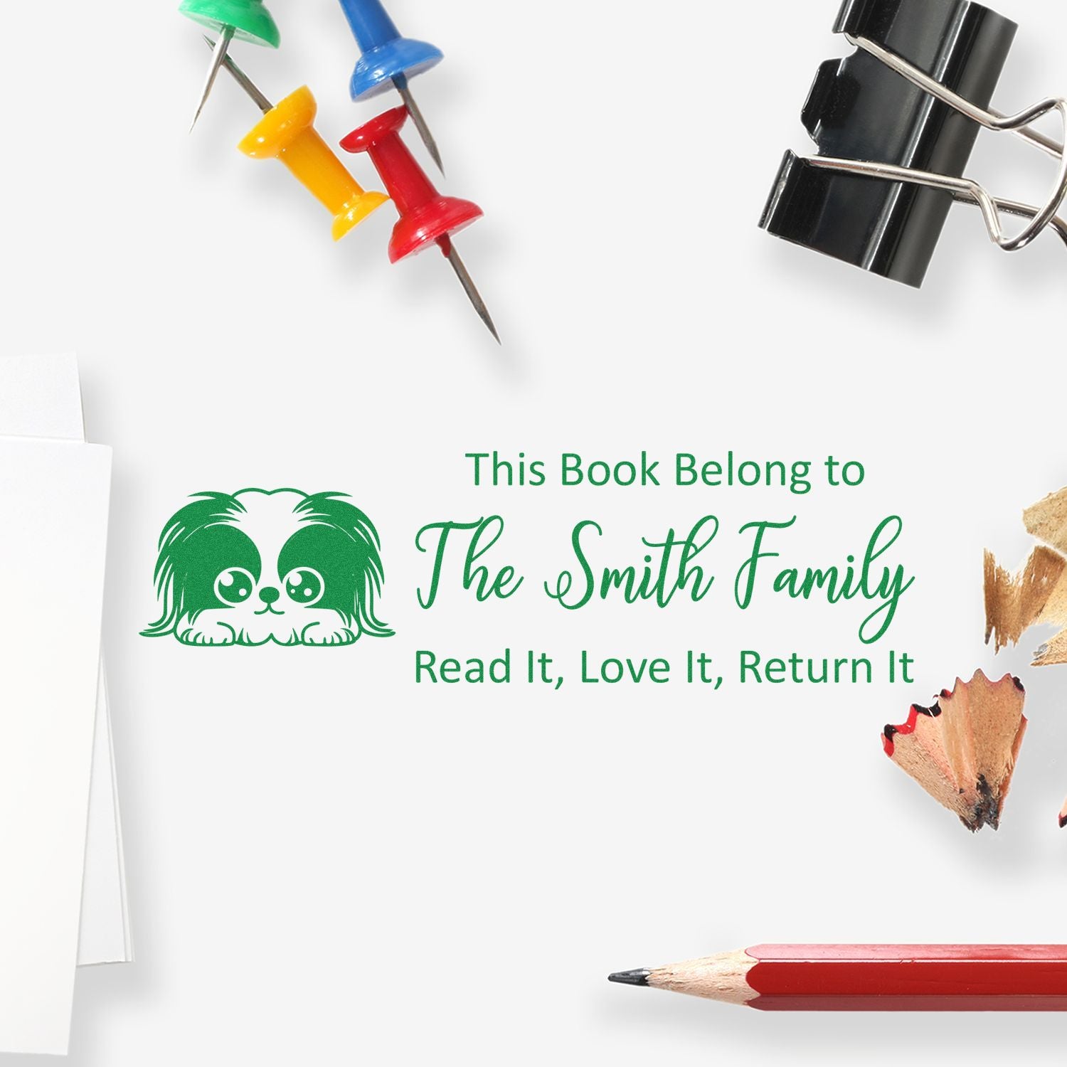 Self-Inking Pekingese Personalized Literary Dog Stamp - Engineer Seal Stamps