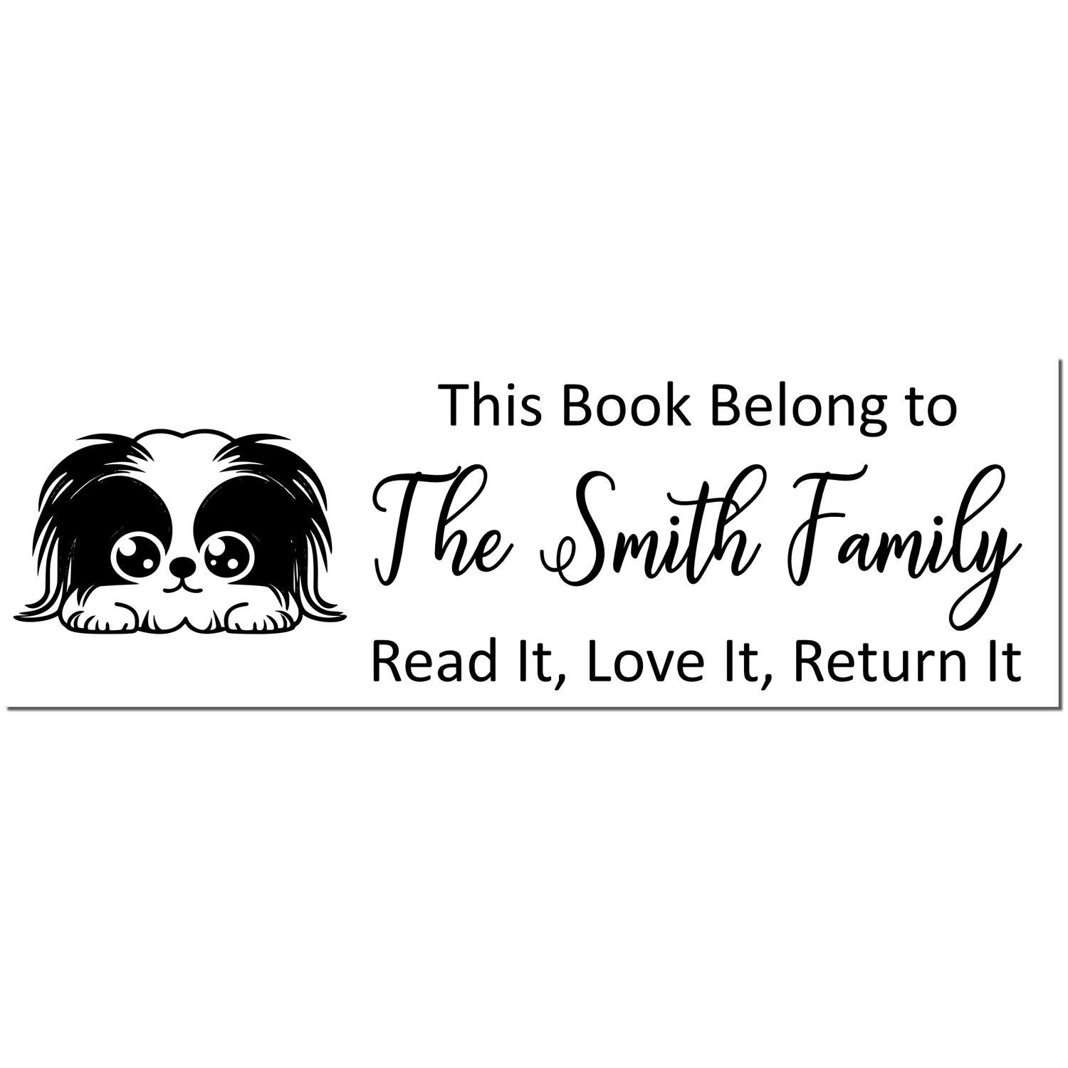 Slim Pekingese Customizable Dog Lover Ex Libris Stamp - Engineer Seal Stamps