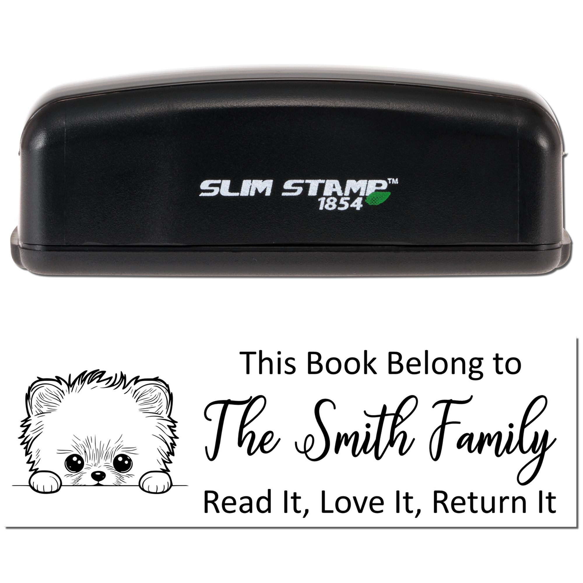 Slim Pomeranian Customizable Dog Lover Ex Libris Stamper - Engineer Seal Stamps