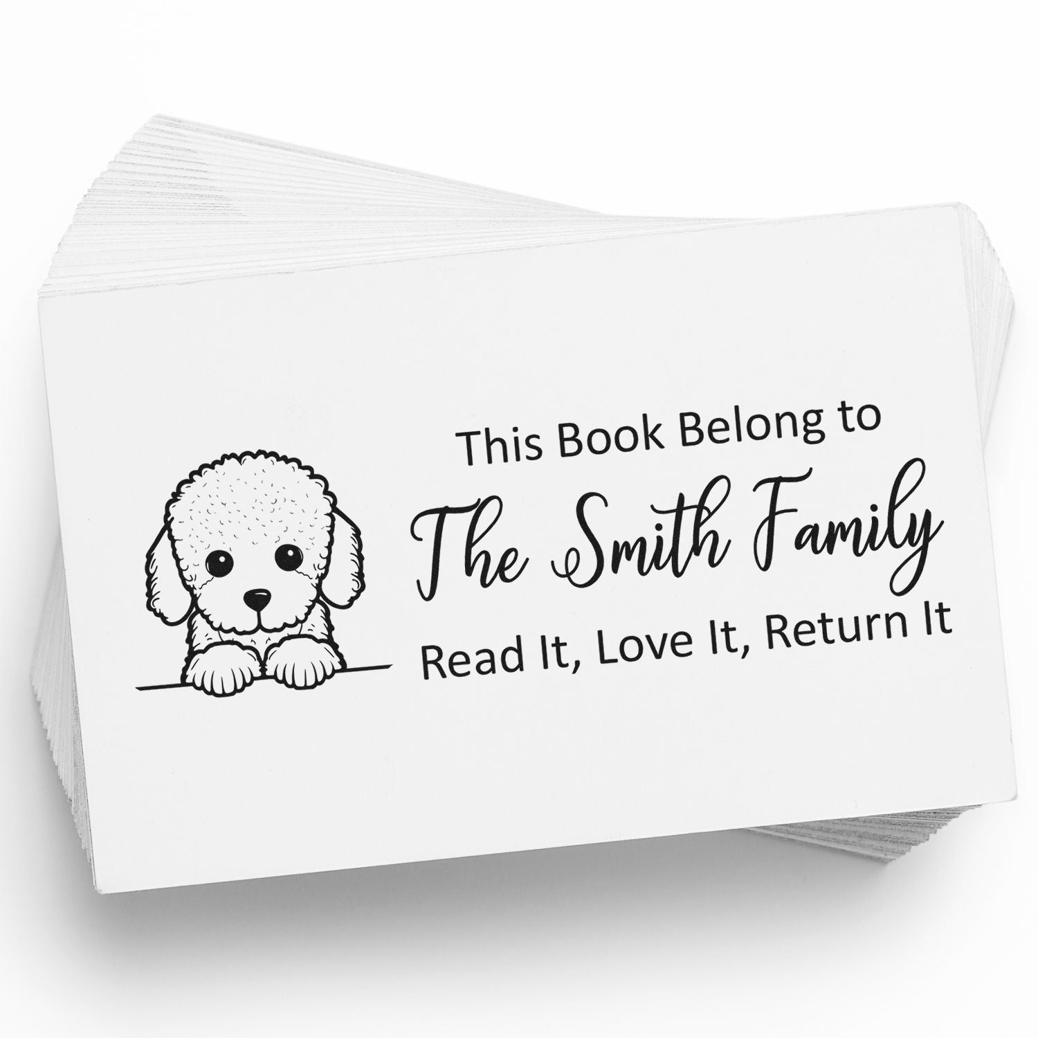 Self-Inking Poodle Personalized Dog Lover Book Stamp - Engineer Seal Stamps