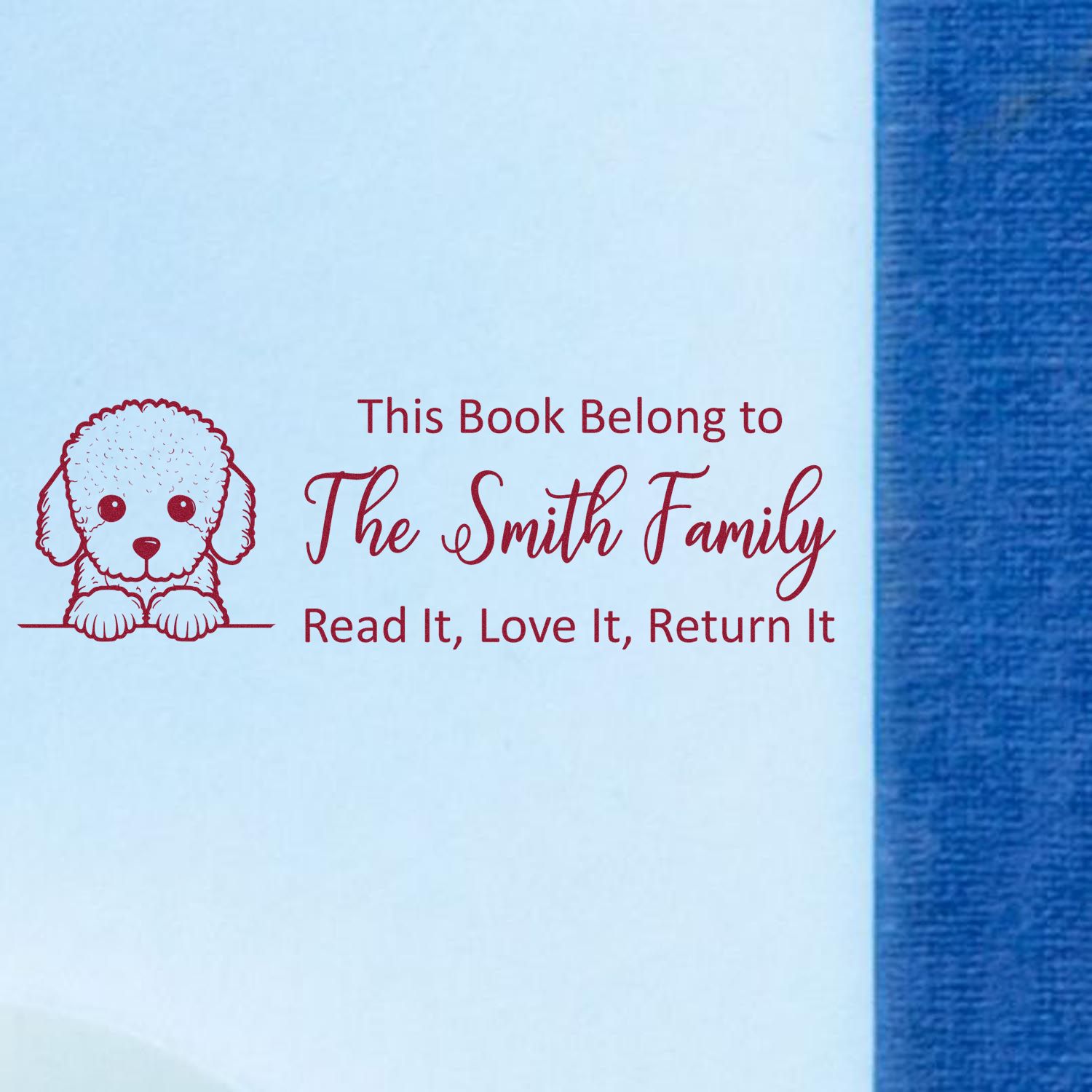 Slim Poodle Customizable Dog Reading Book Stamp - Engineer Seal Stamps