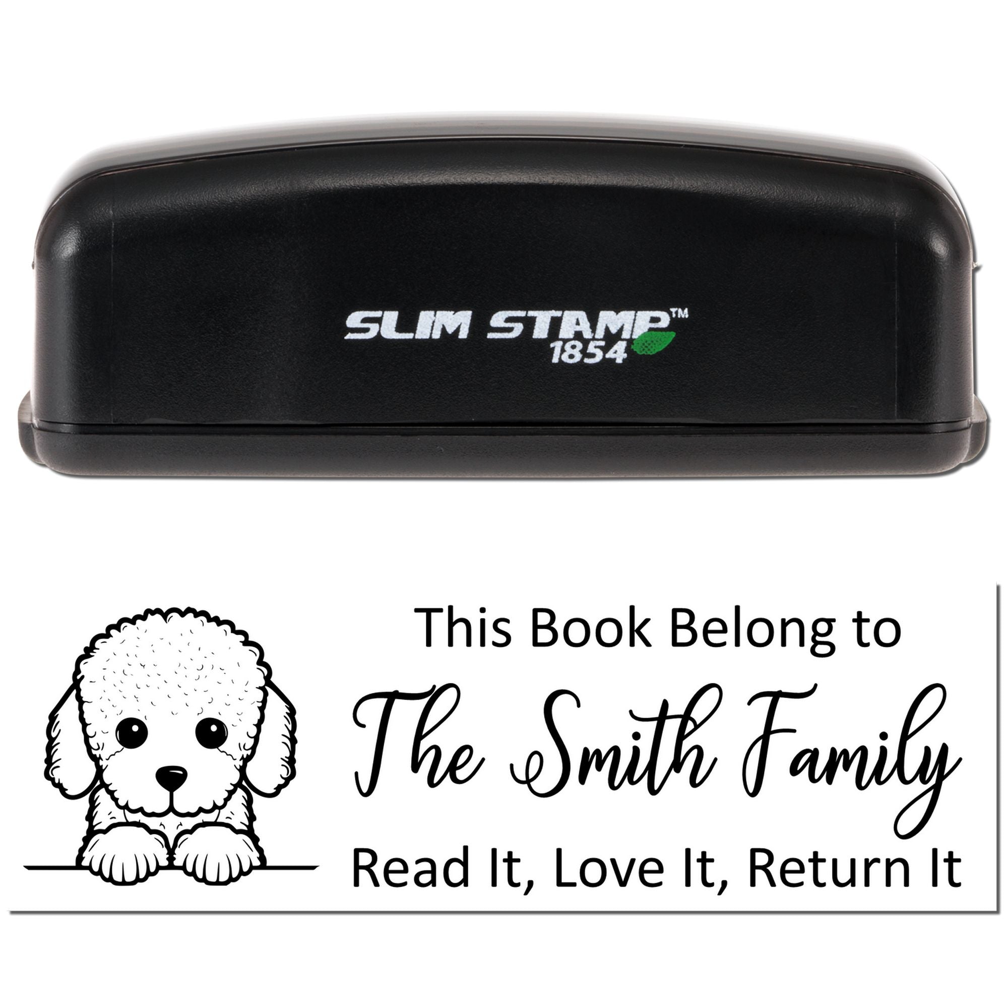 Slim Poodle Customizable Dog Reading Book Stamp - Engineer Seal Stamps