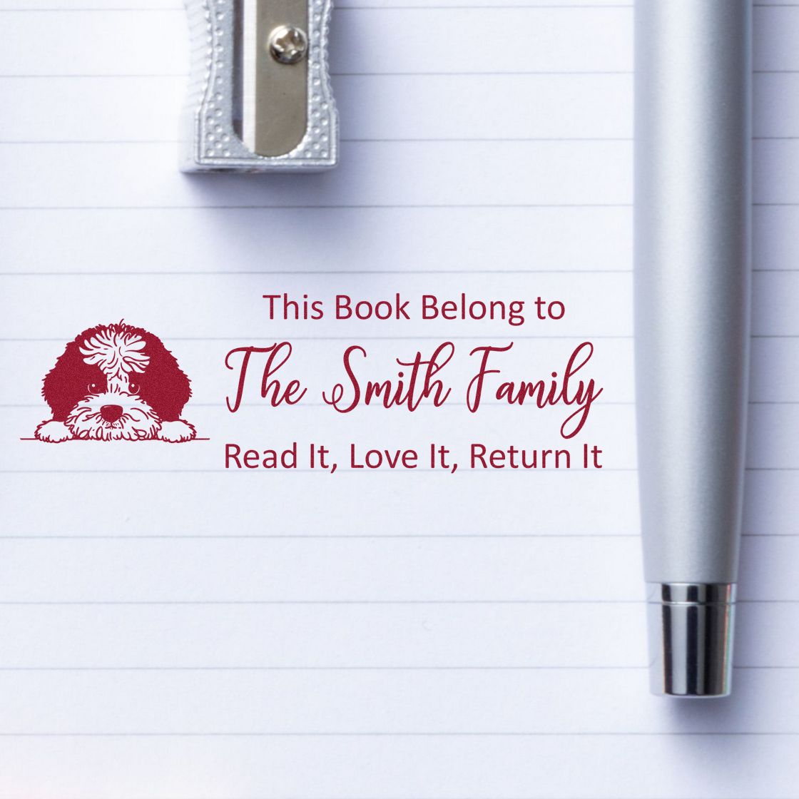 Self-Inking Portuguese Water Dog Personalized Dog Lover Book Stamper - Engineer Seal Stamps