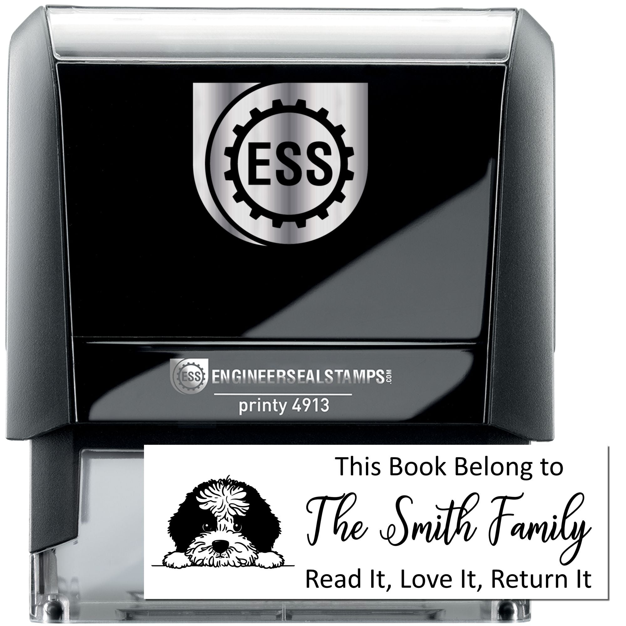 Self-Inking Portuguese Water Dog Personalized Dog Lover Book Stamper - Engineer Seal Stamps