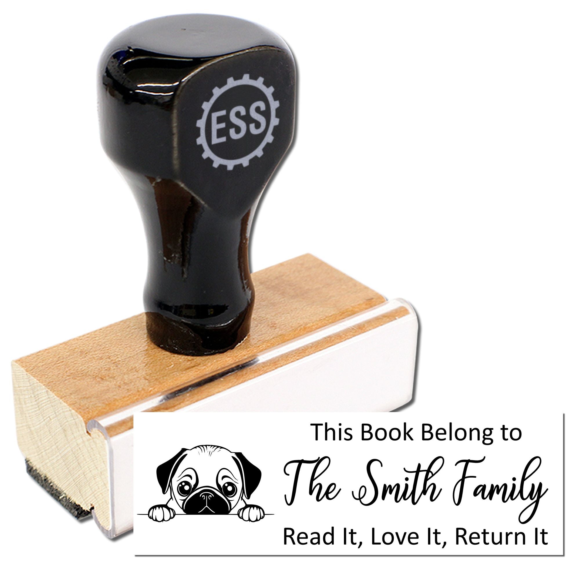 Pug Customized Ex Libris Dog Rubber Stamp - Engineer Seal Stamps