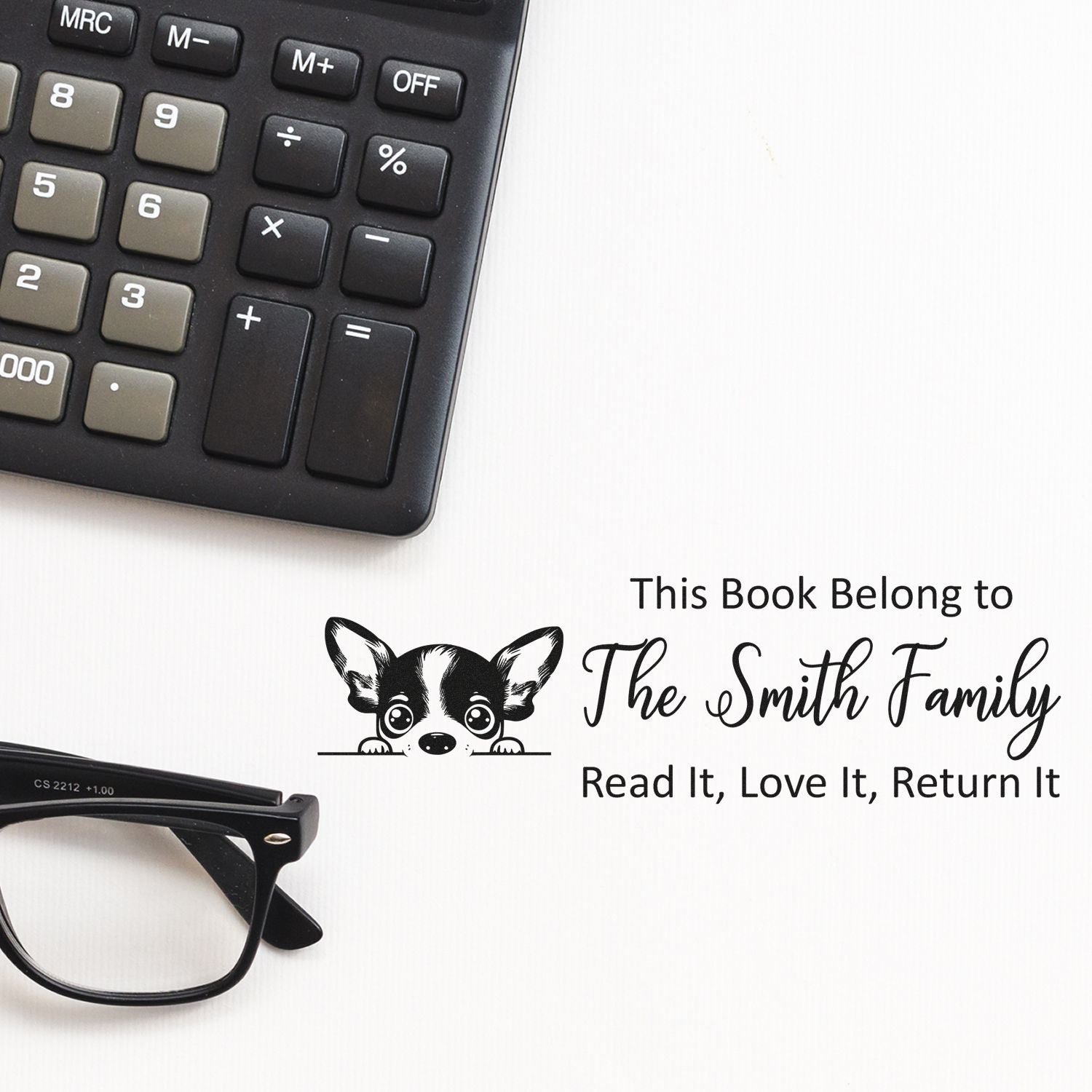 Slim Rat Terrier Customizable Bookworm Dog Stamper - Engineer Seal Stamps