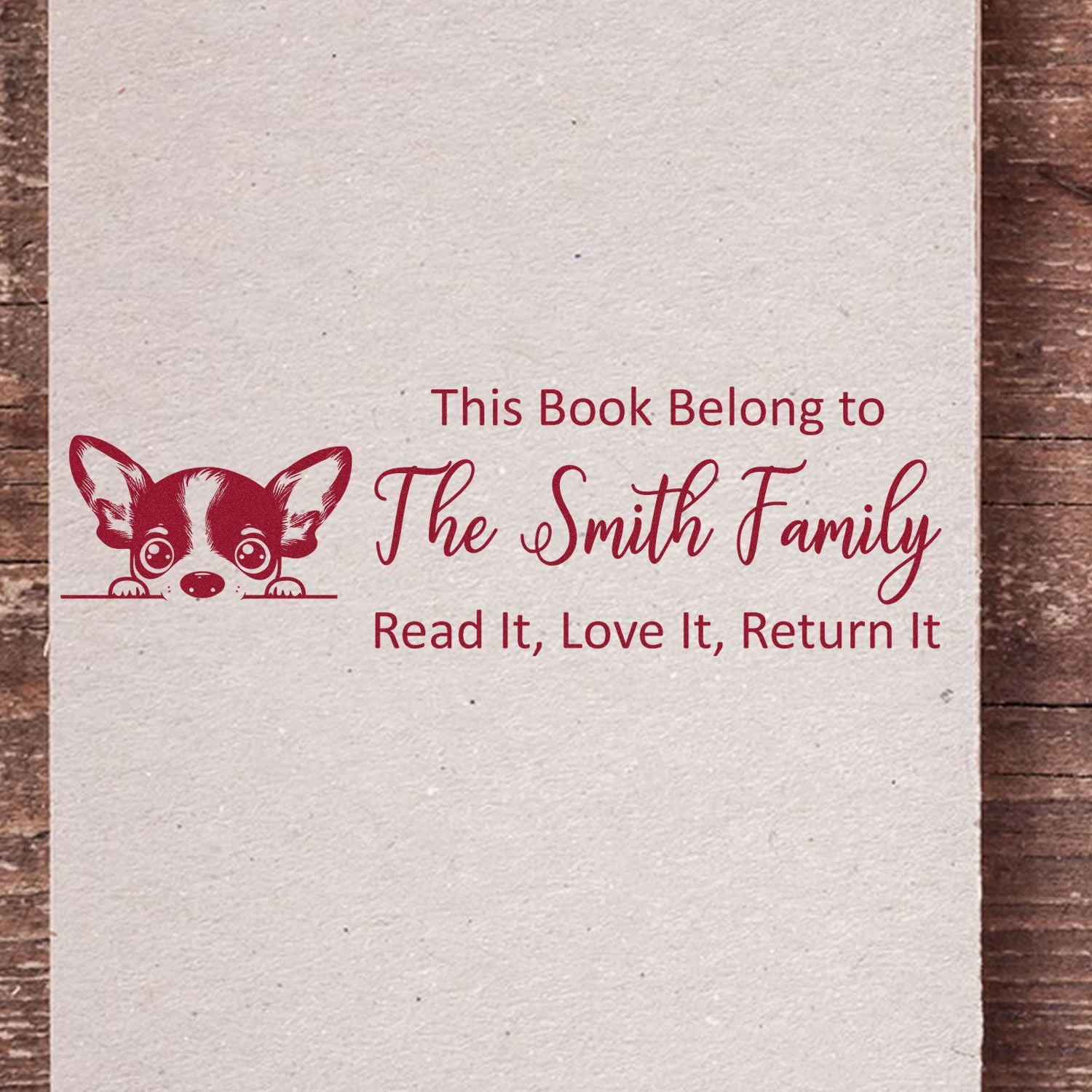 Rat Terrier Customized Ex Libris Dog Rubber Stamp