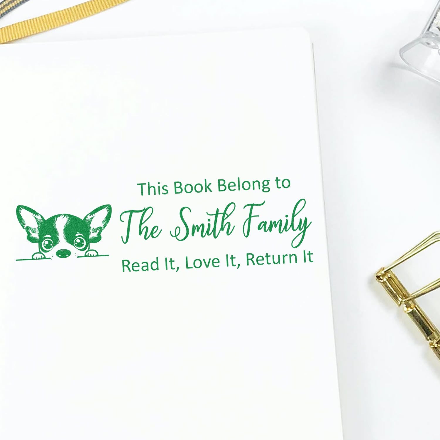 Slim Rat Terrier Customizable Bookworm Dog Stamper - Engineer Seal Stamps