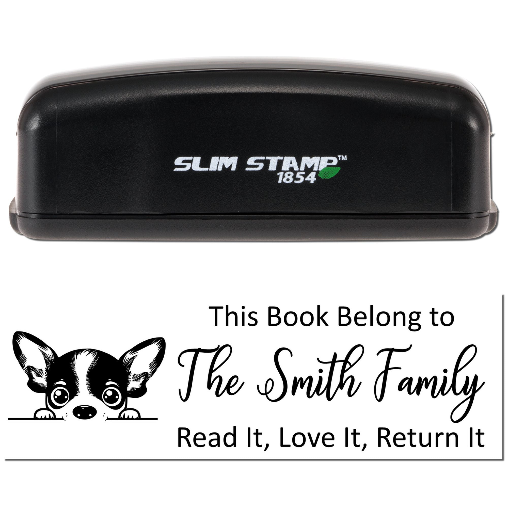 Slim Rat Terrier Customizable Bookworm Dog Stamper - Engineer Seal Stamps