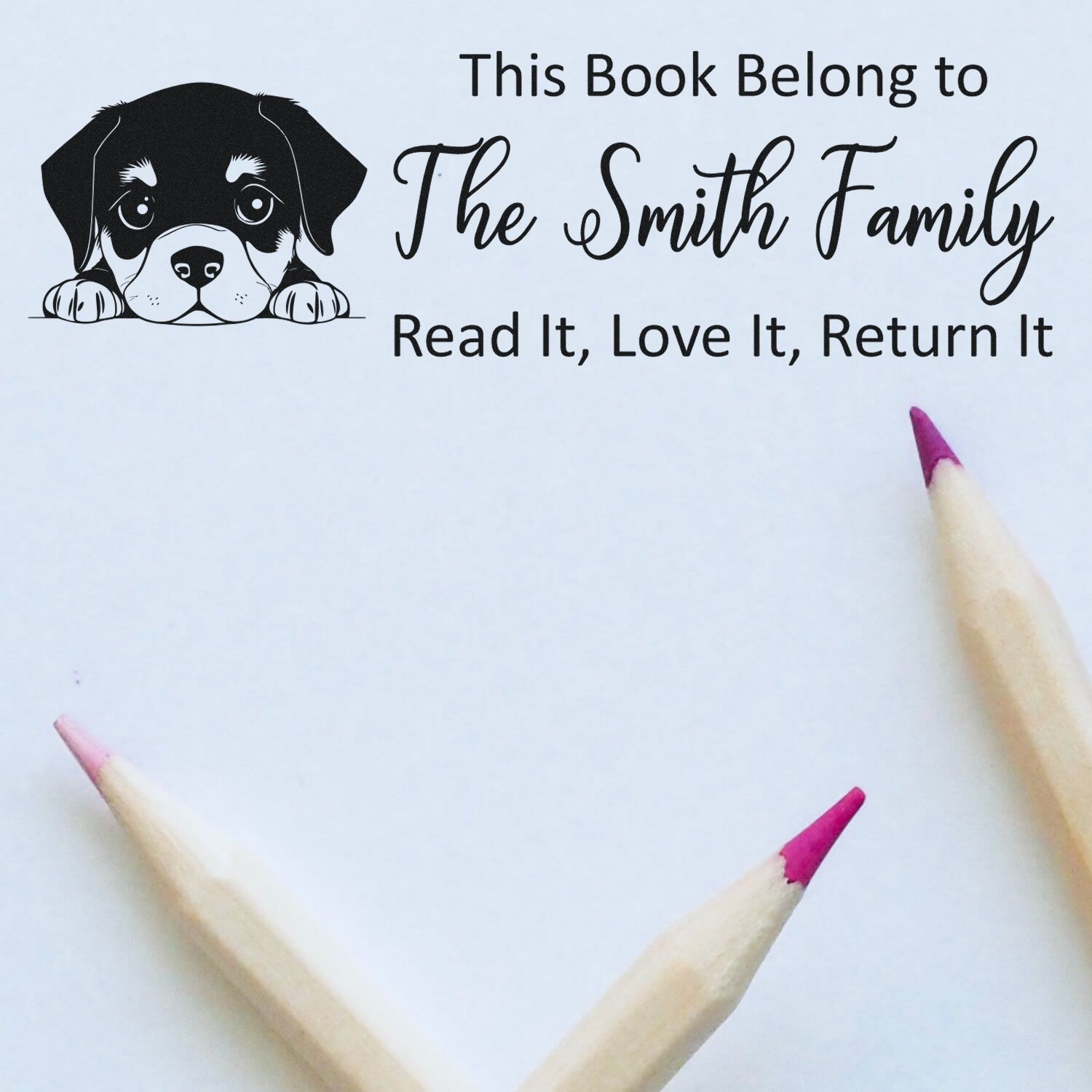 Pre-Inked Rottweiler Personalizable Dog For Books Stamper - Engineer Seal Stamps