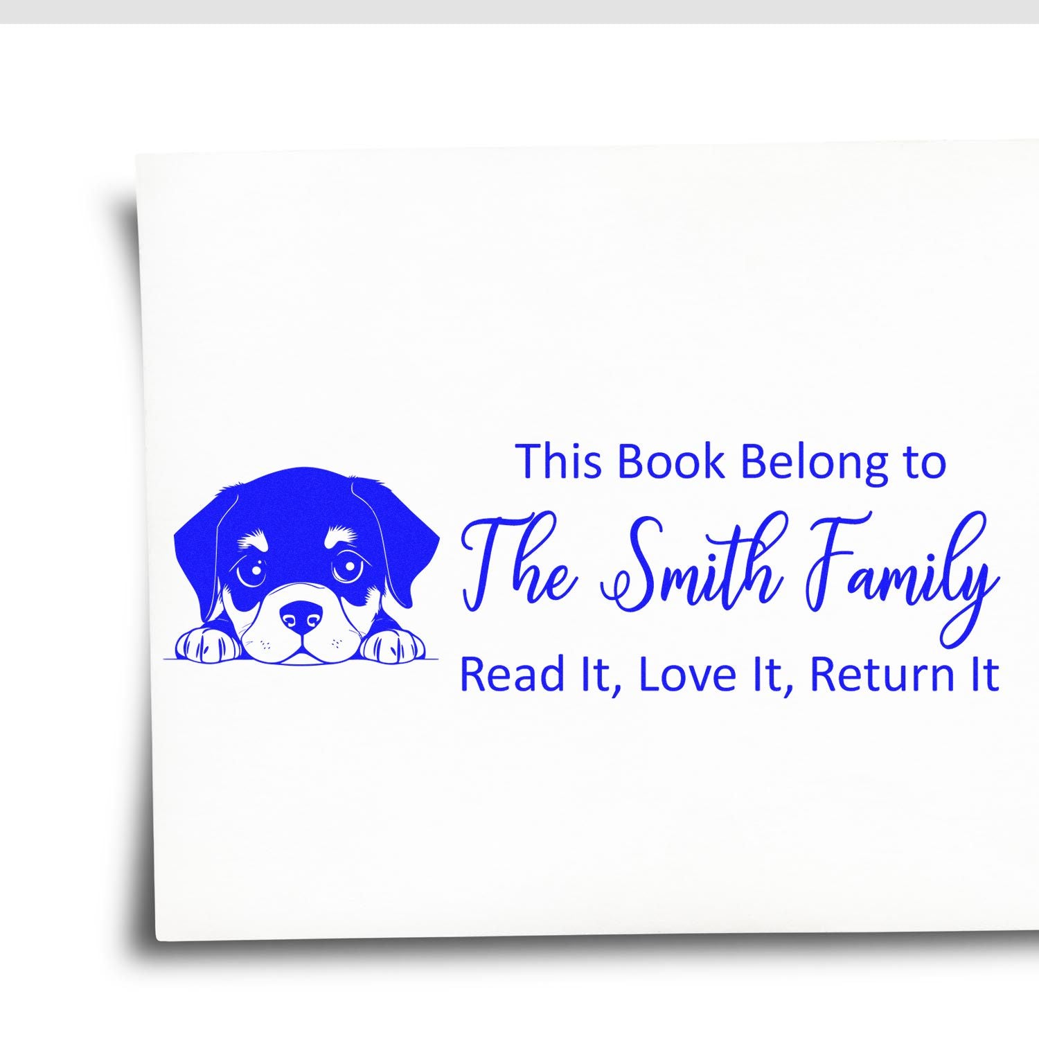 Pre-Inked Rottweiler Personalizable Dog For Books Stamper - Engineer Seal Stamps