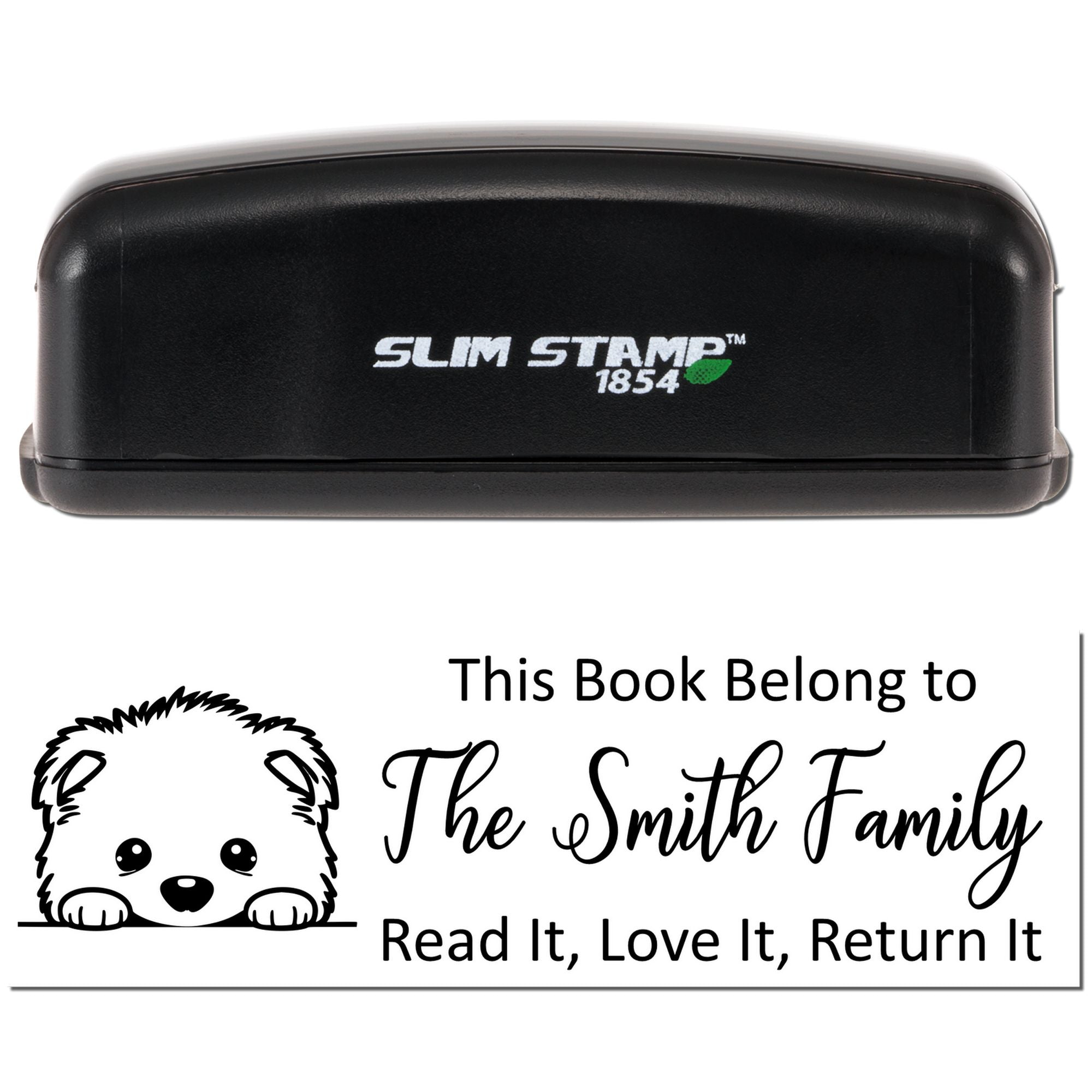 Slim Samoyed Customizable Dog With Books Stamp - Engineer Seal Stamps