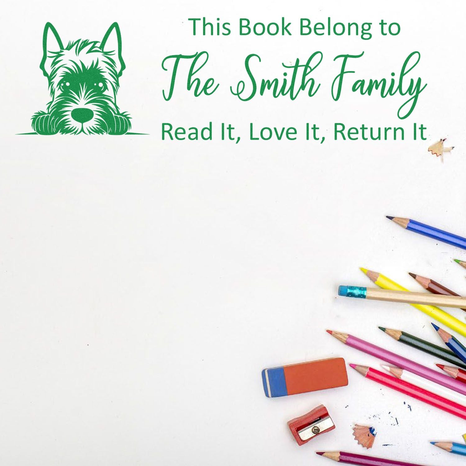 Self-Inking Scottish Terrier Personalized Cute Dog Book Stamper - Engineer Seal Stamps