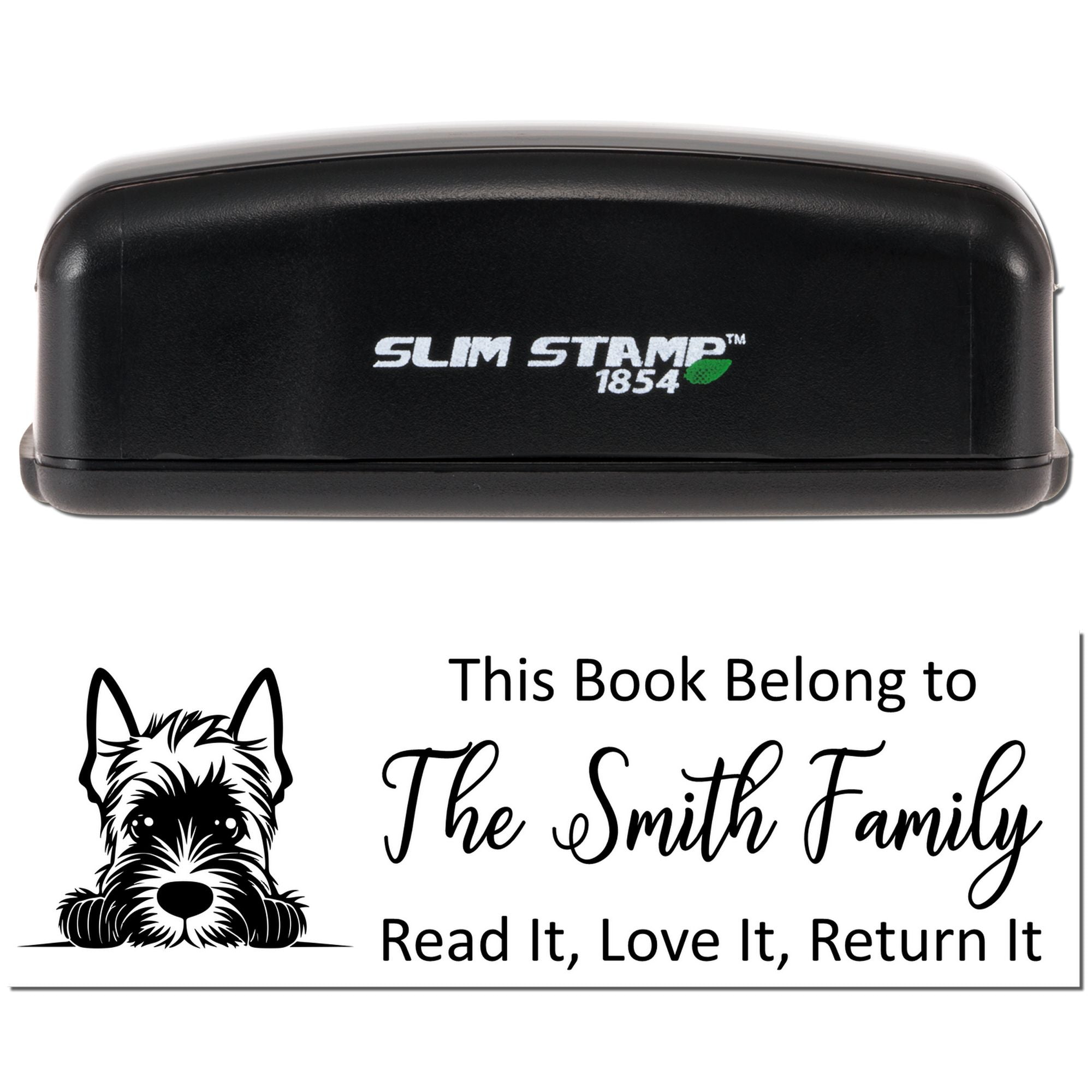 Slim Scottish Terrier Customizable Dog With Books Stamper - Engineer Seal Stamps