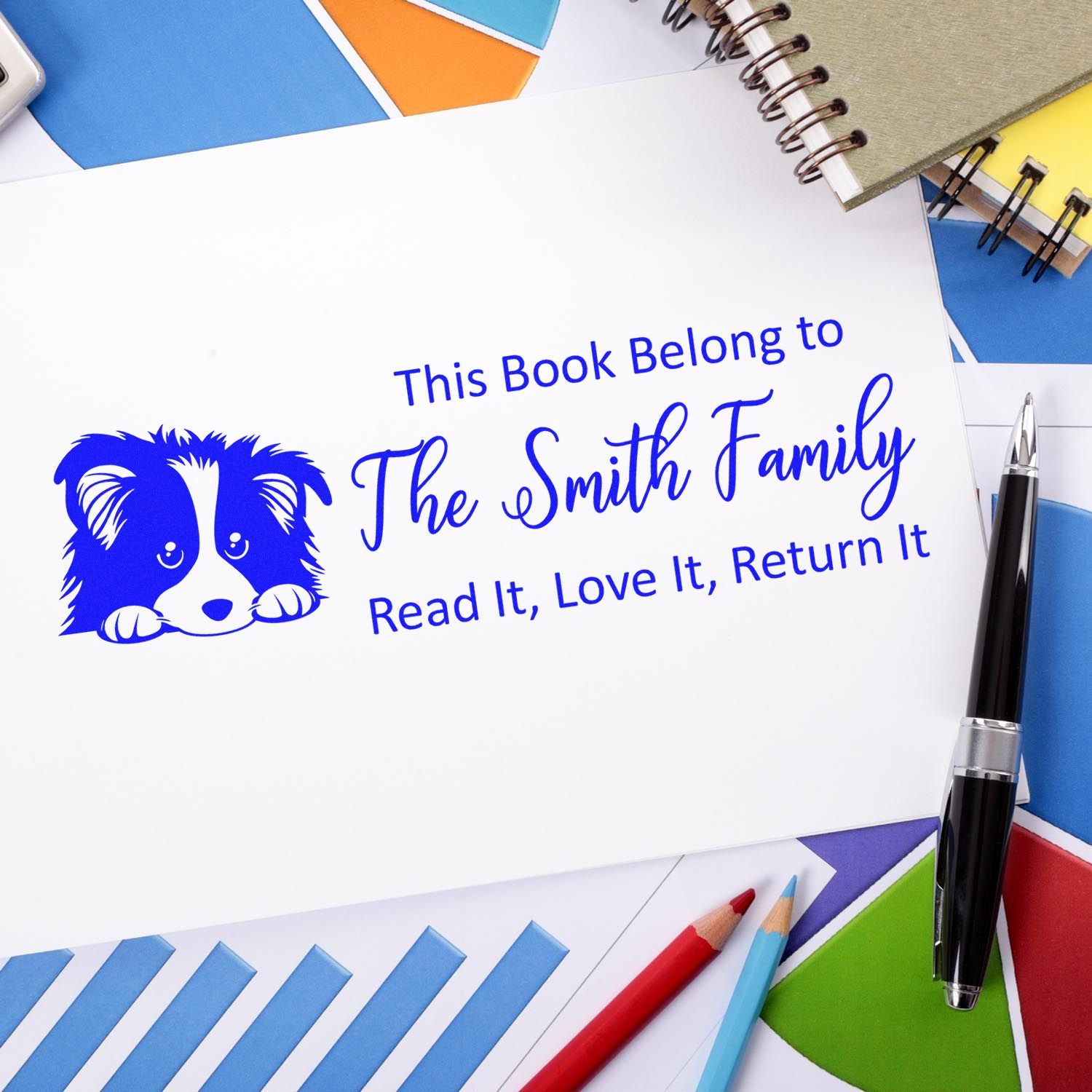 Slim Shetland Sheepdog Customizable Literary Dog Stamp - Engineer Seal Stamps