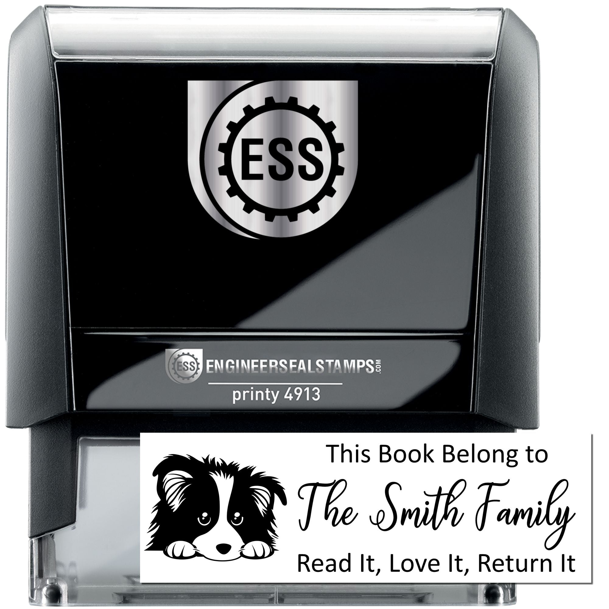 Self-Inking Shetland Sheepdog Personalized Puppy Ex Libris Stamp - Engineer Seal Stamps