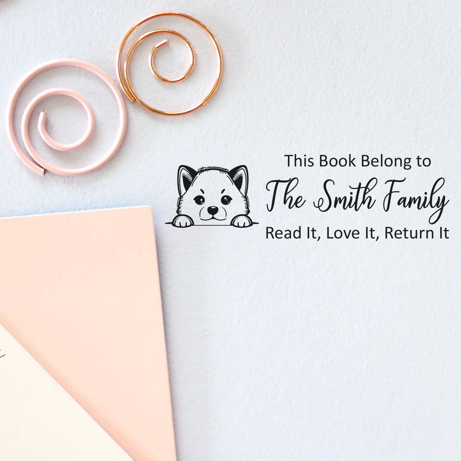 Self-Inking Shiba Inu Personalized Puppy Ex Libris Stamper - Engineer Seal Stamps