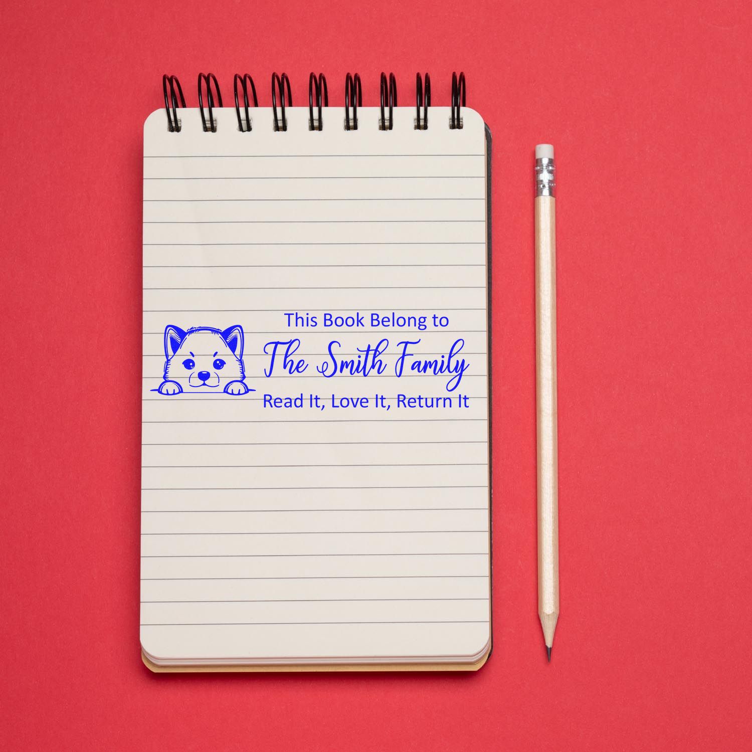 Pre-Inked Shiba Inu Personalizable Dog Library Stamper - Engineer Seal Stamps