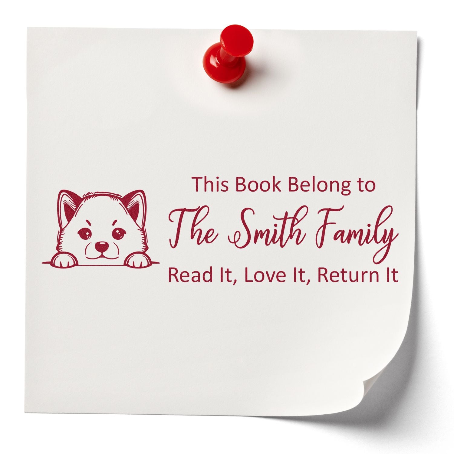 Pre-Inked Shiba Inu Personalizable Dog Library Stamper - Engineer Seal Stamps