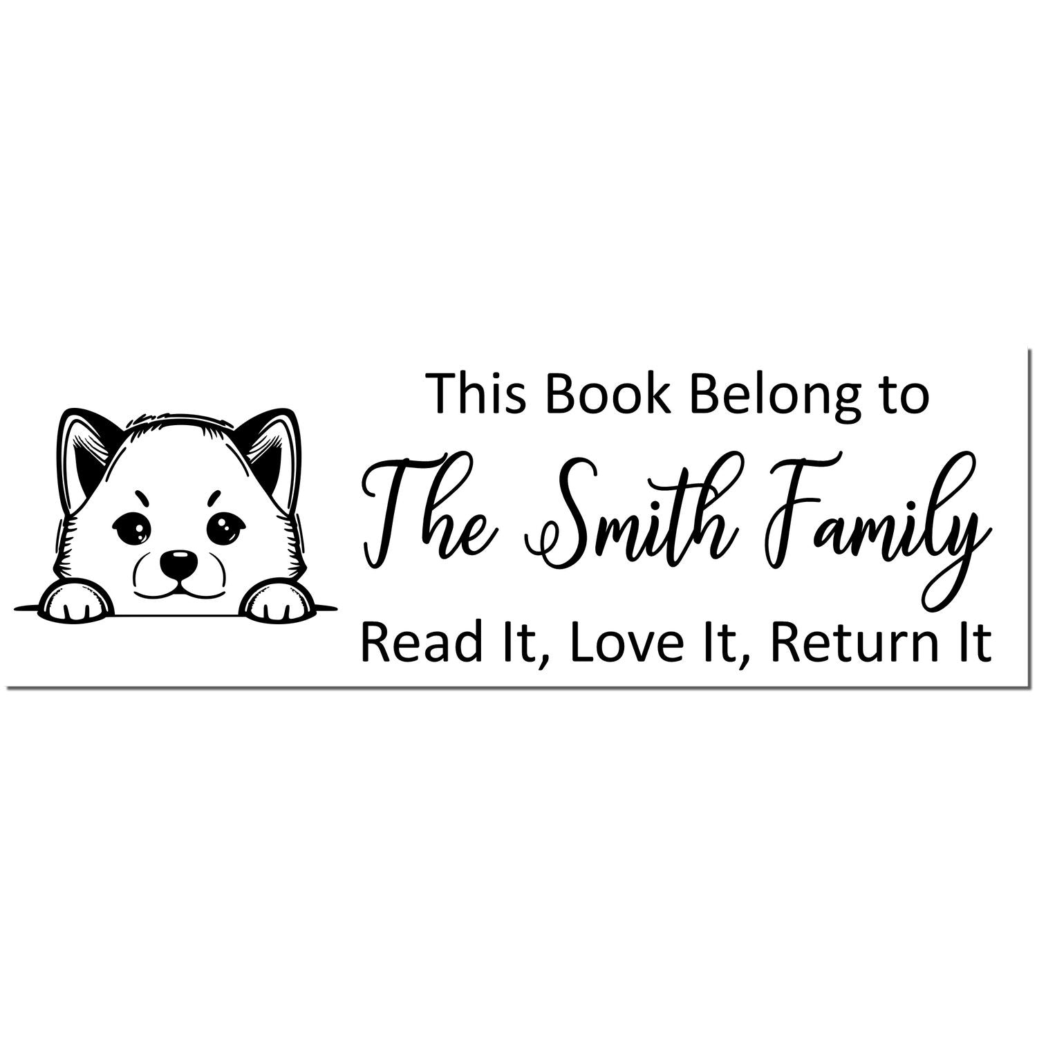 Pre-Inked Shiba Inu Personalizable Dog Library Stamper - Engineer Seal Stamps