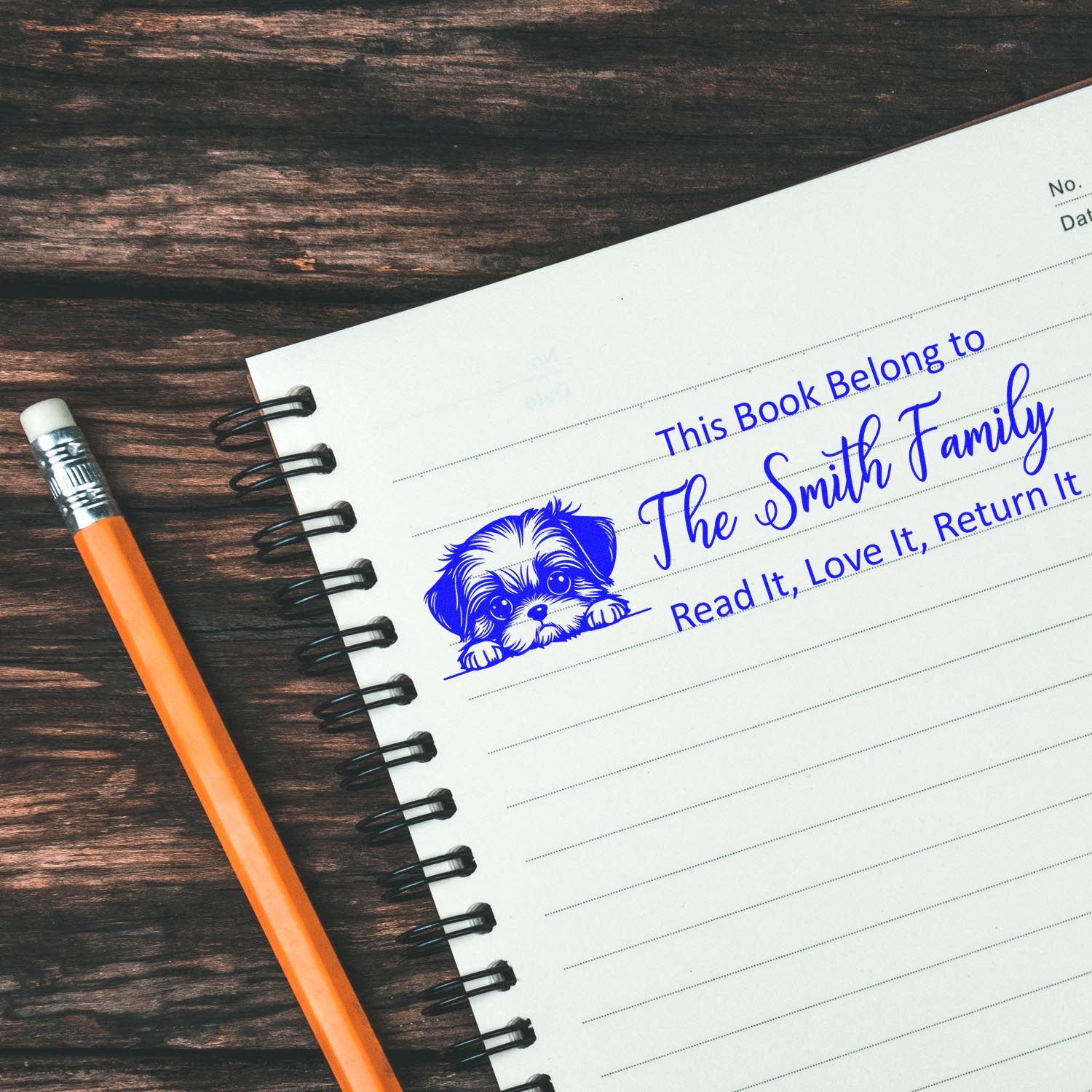 Shih Tzu Customized Ex Libris With Dog Rubber Stamp - Engineer Seal Stamps