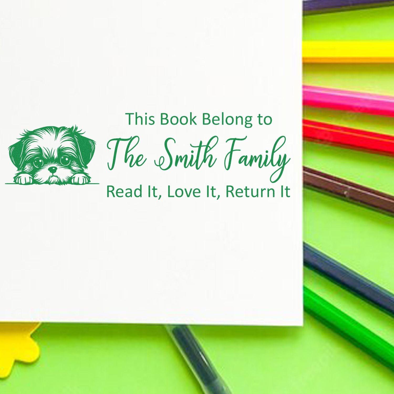 Self-Inking Shih Tzu Personalized Dog-Themed Ex Libris Stamp - Engineer Seal Stamps