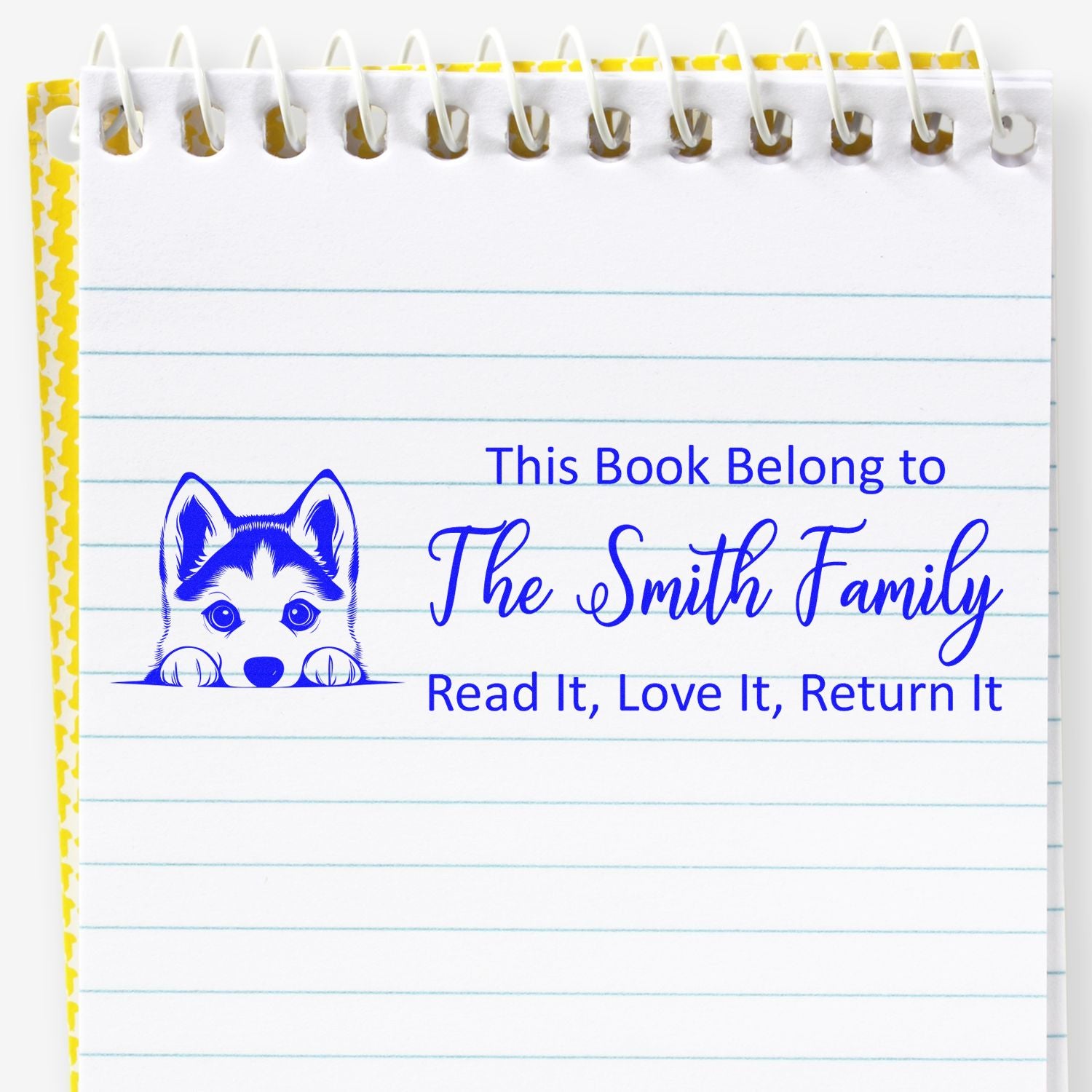 Slim Siberian Husky Customizable Dog Lover Book Stamper - Engineer Seal Stamps