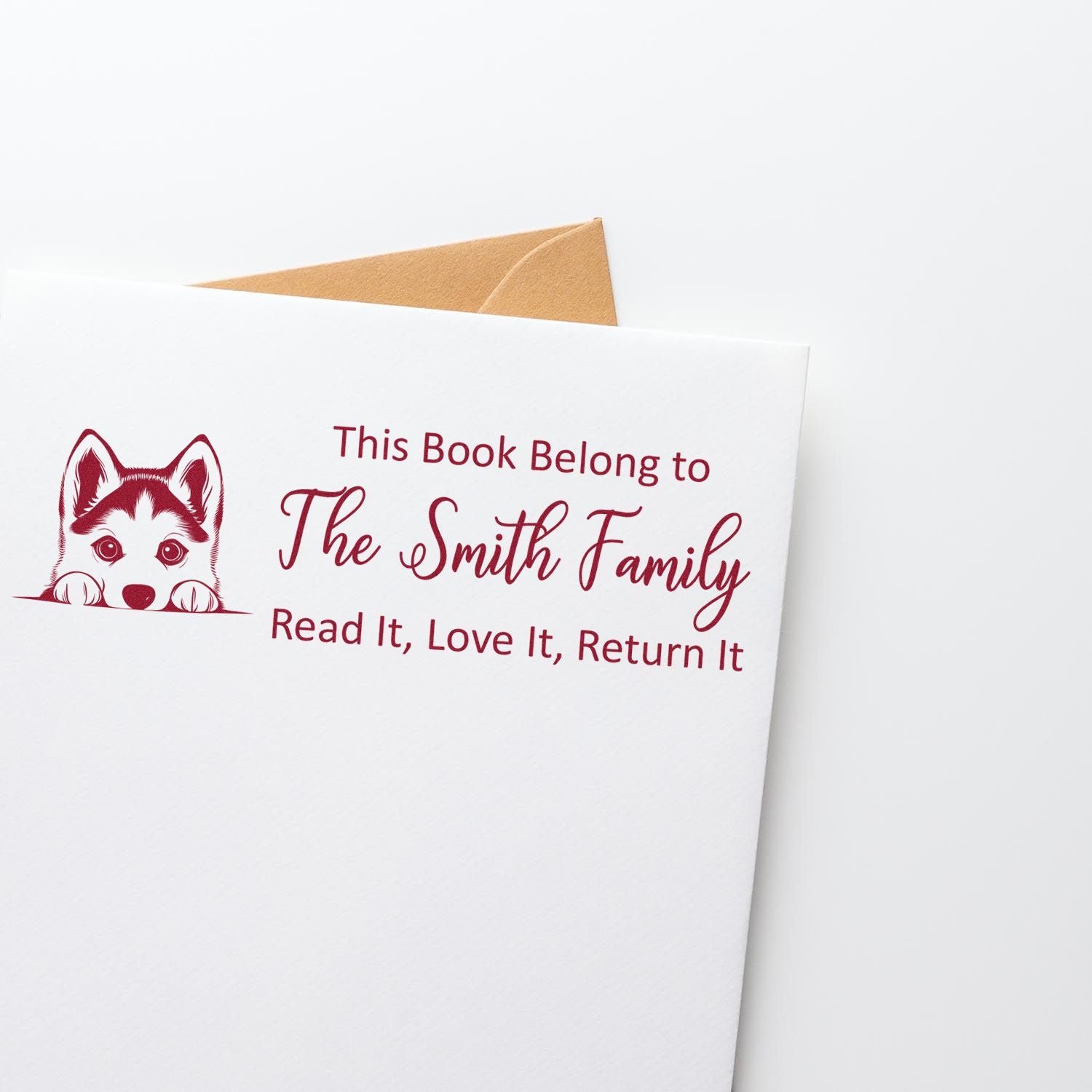 Siberian Husky Customized Ex Libris With Dog Rubber Stamp