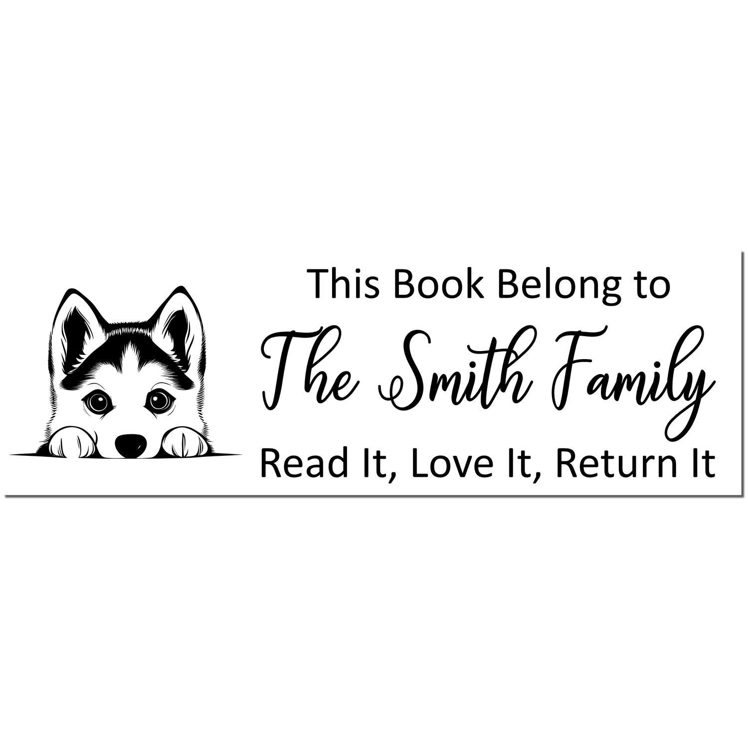 Self-Inking Siberian Husky Personalized Dog-Themed Ex Libris Stamper - Engineer Seal Stamps