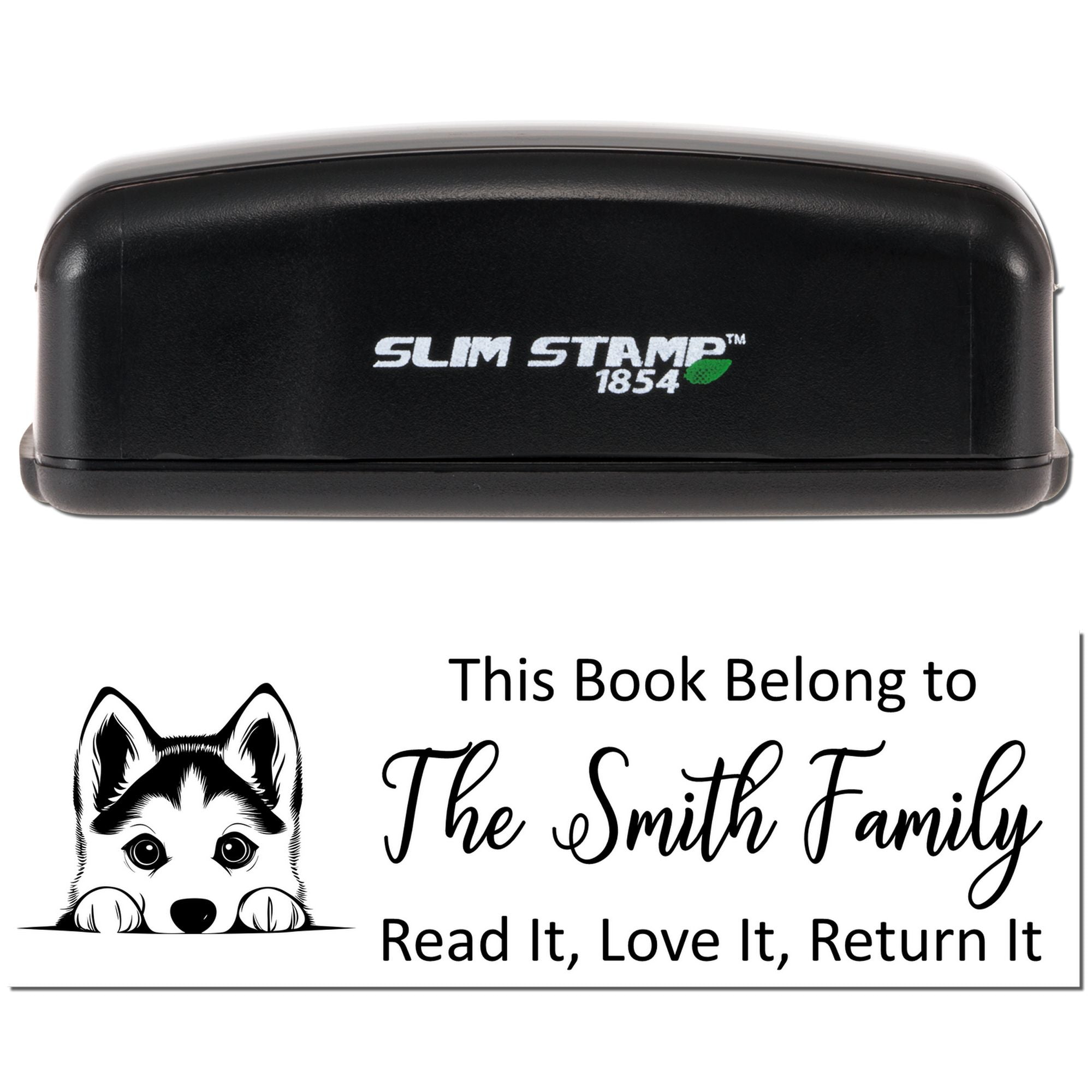Slim Siberian Husky Customizable Dog Lover Book Stamper - Engineer Seal Stamps