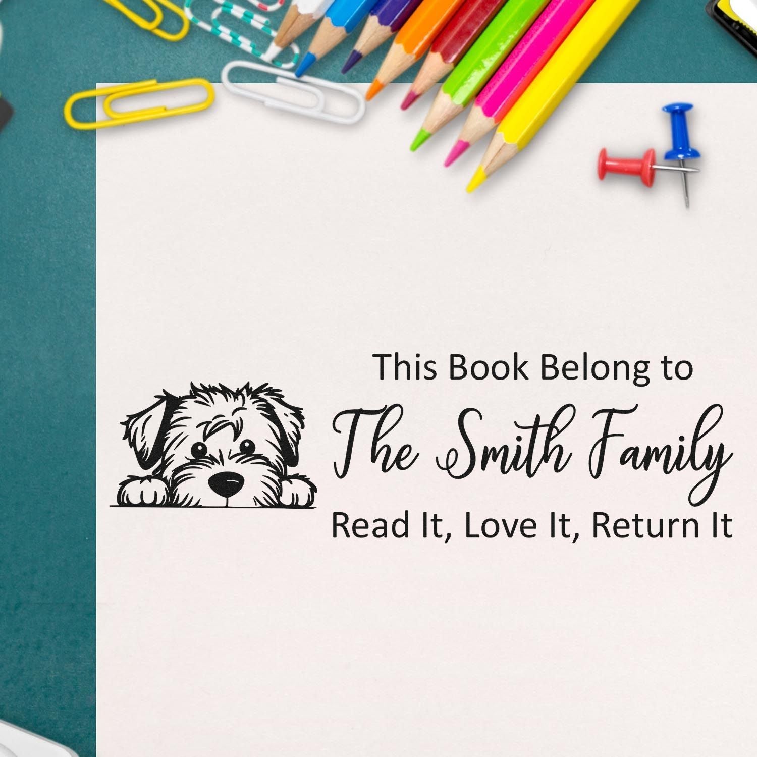 Self-Inking Soft Coated Wheaten Terrier Personalized Book With Dog Design Stamp - Engineer Seal Stamps