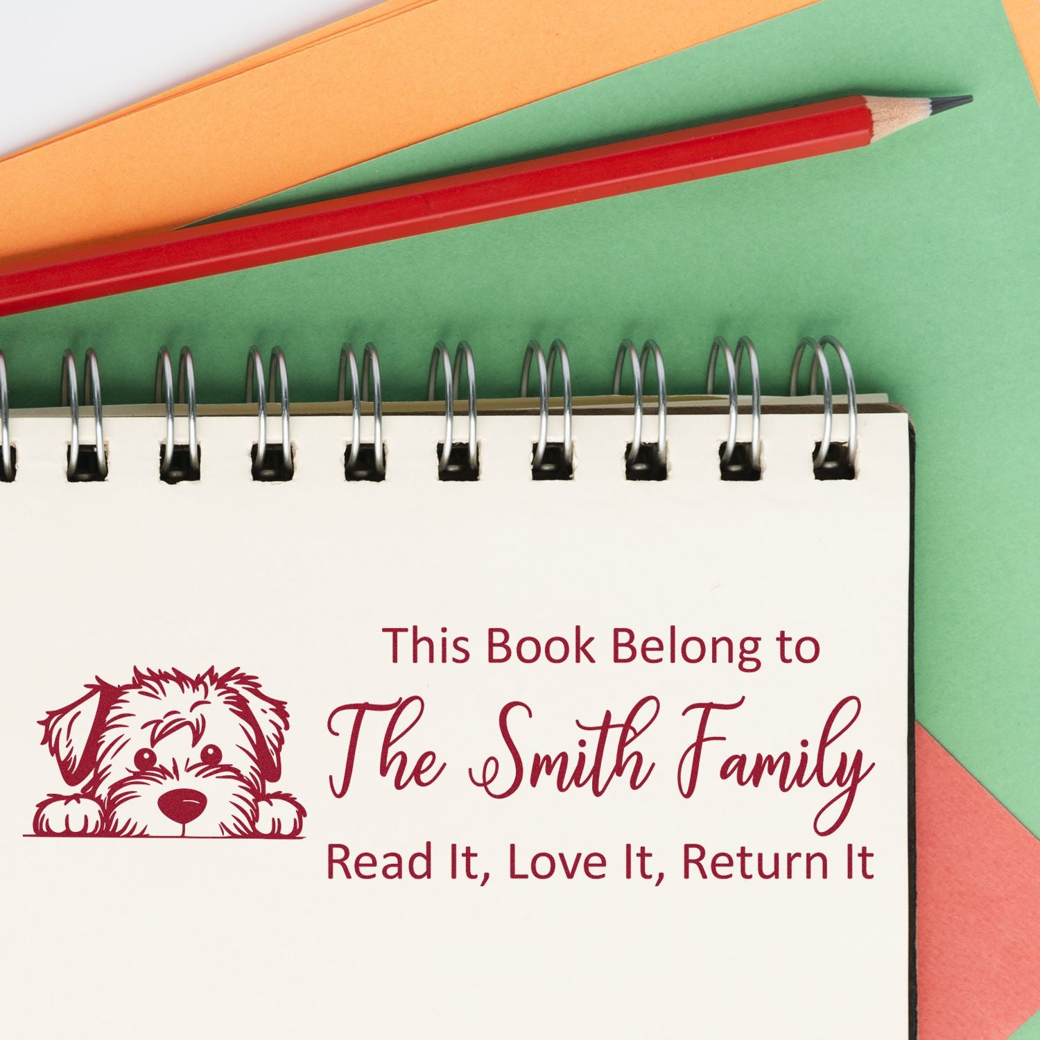 Slim Soft Coated Wheaten Terrier Customizable Reading Dog Ex Libris Stamp - Engineer Seal Stamps