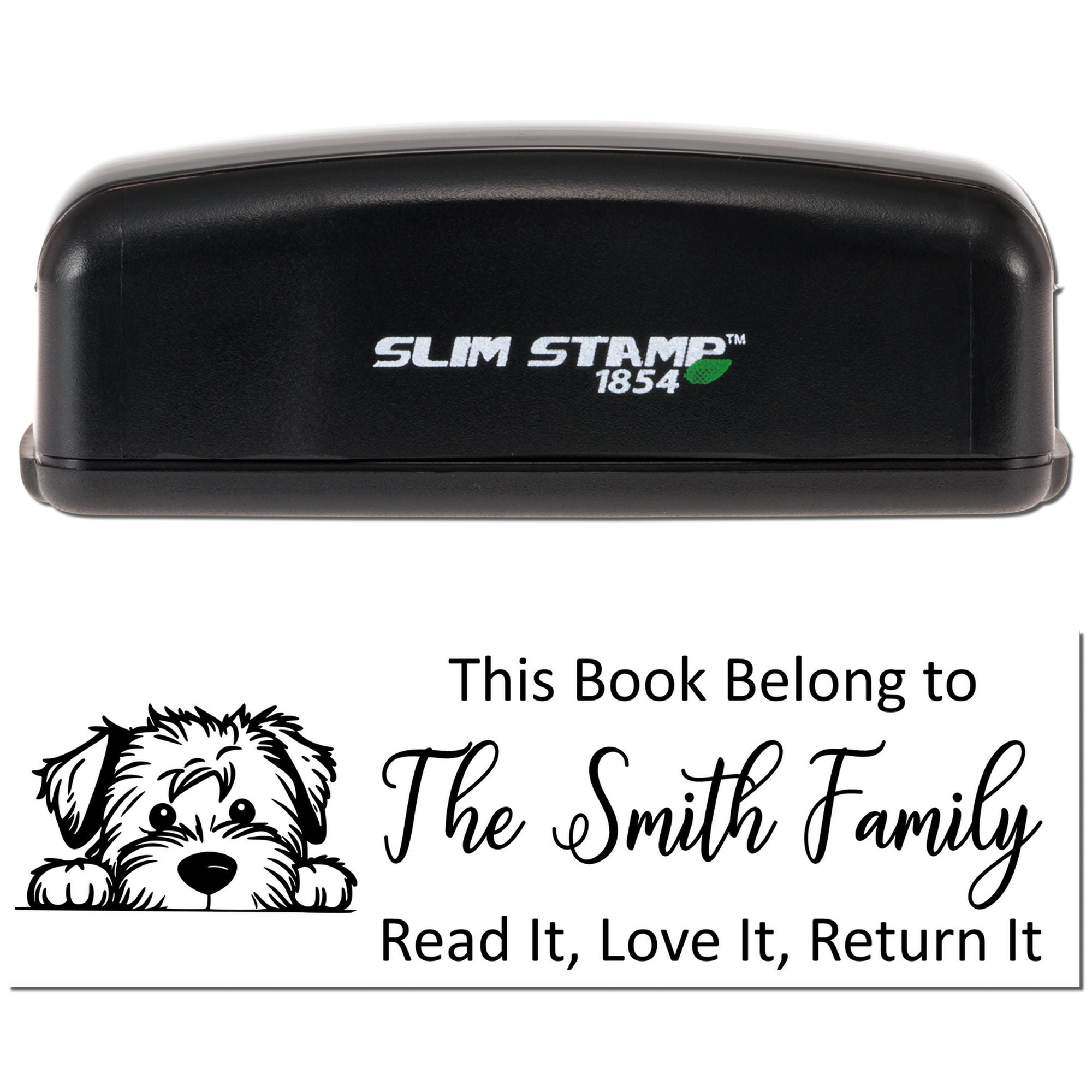 Slim Soft Coated Wheaten Terrier Customizable Reading Dog Ex Libris Stamp - Engineer Seal Stamps
