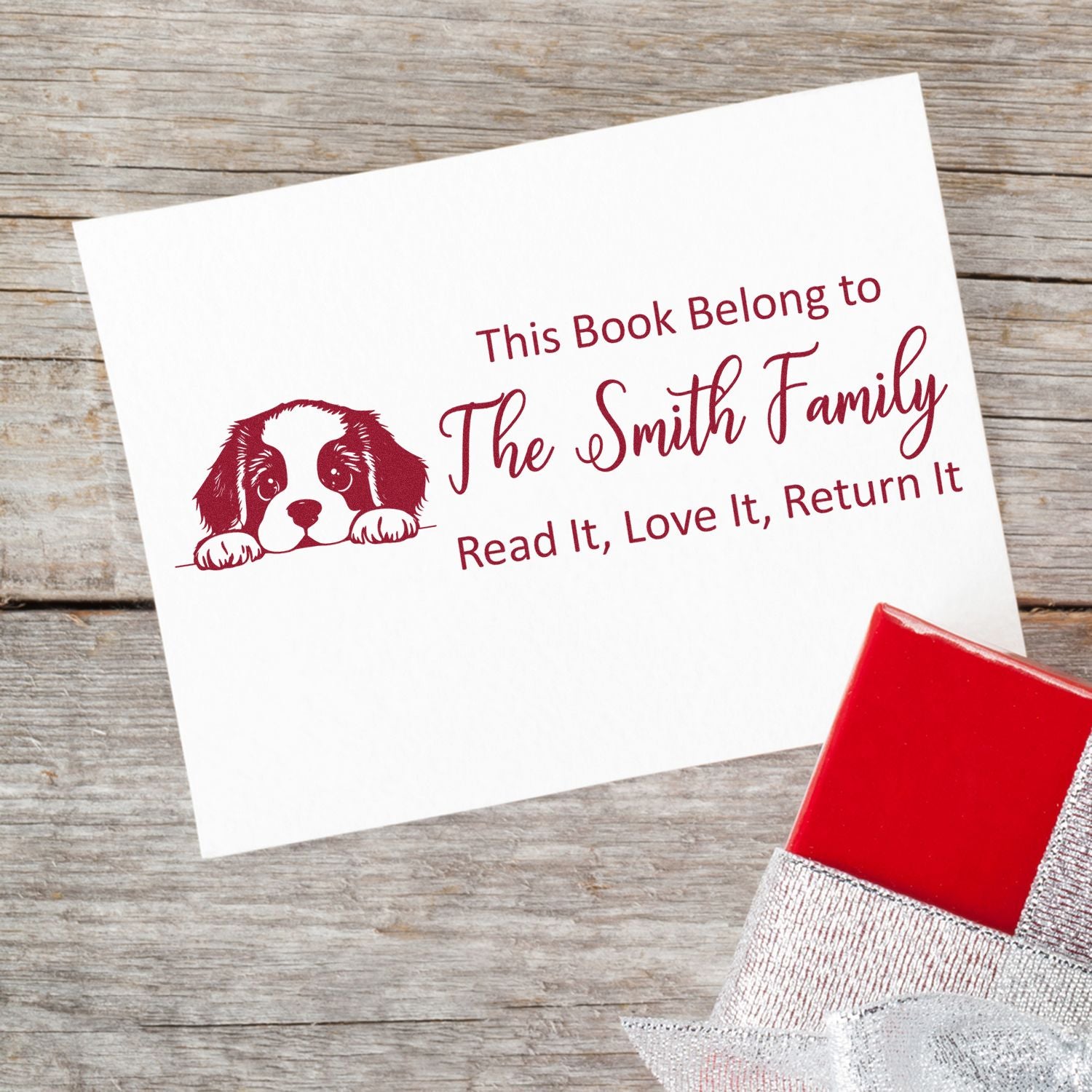 St Bernard Customized Dog-Themed Library Rubber Stamp