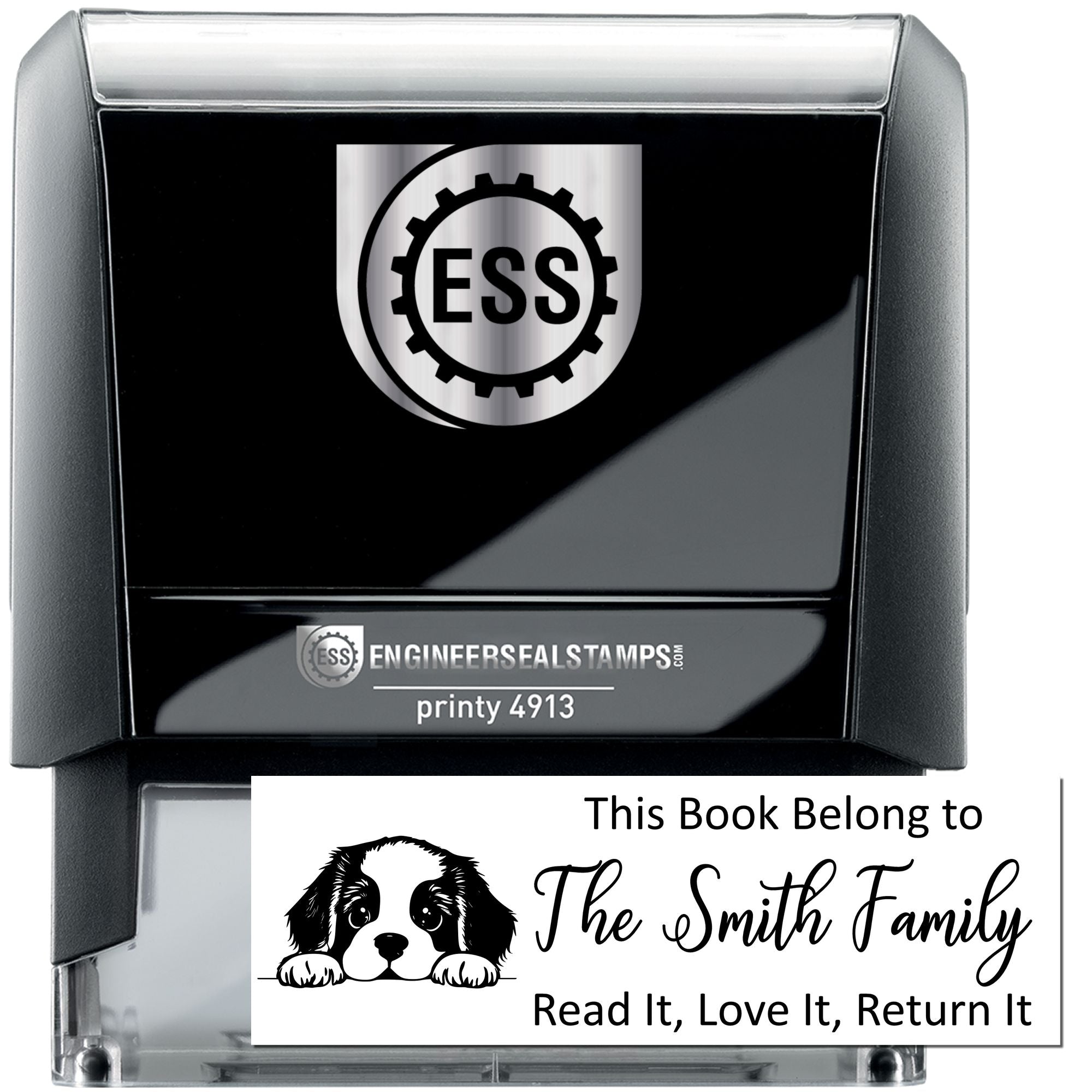 Self-Inking St Bernard Personalized Puppy For Books Stamper - Engineer Seal Stamps