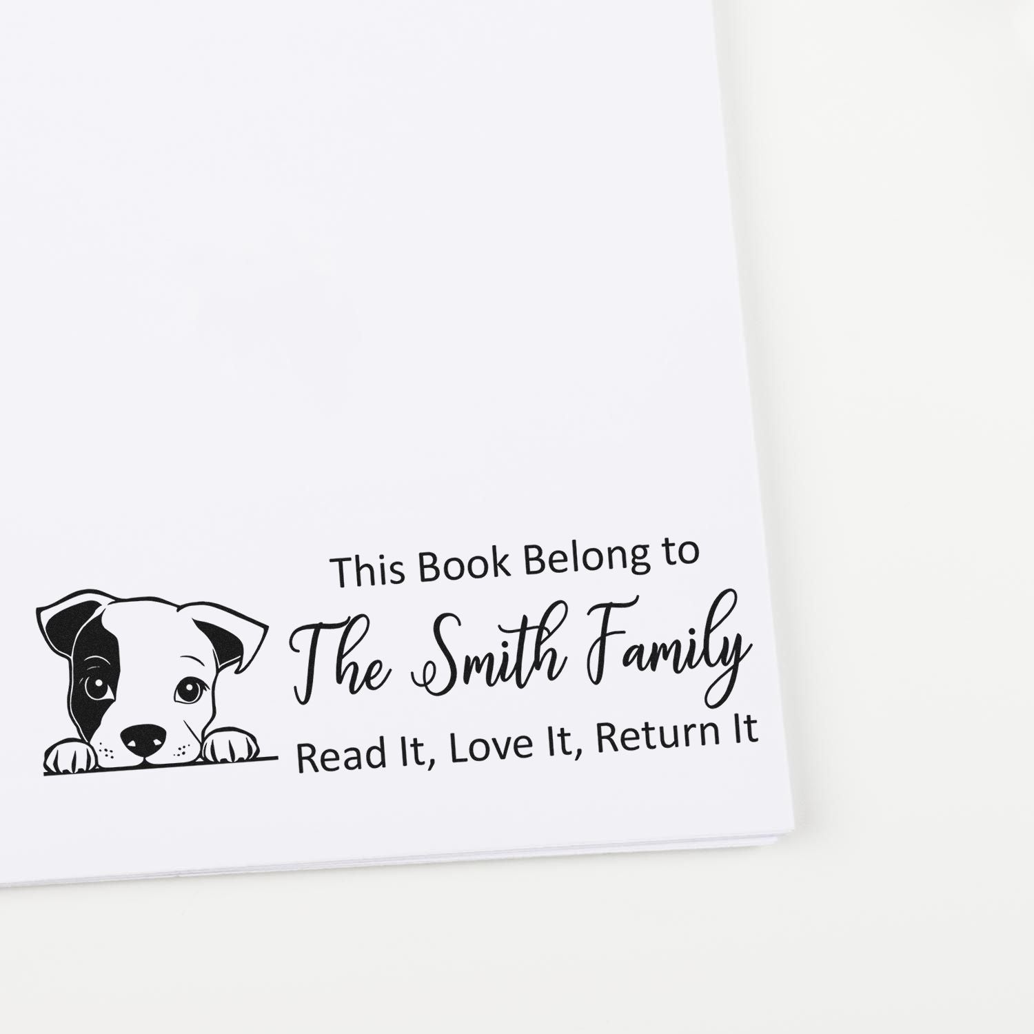 Self-Inking Staffordshire Bull Terrier Personalized Book With Dog Design Stamper - Engineer Seal Stamps